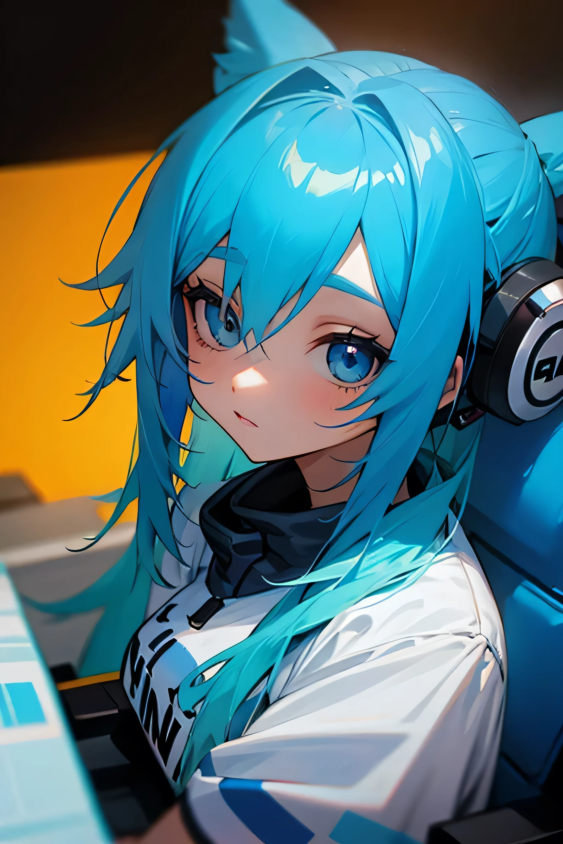 Gamer girl blue hair