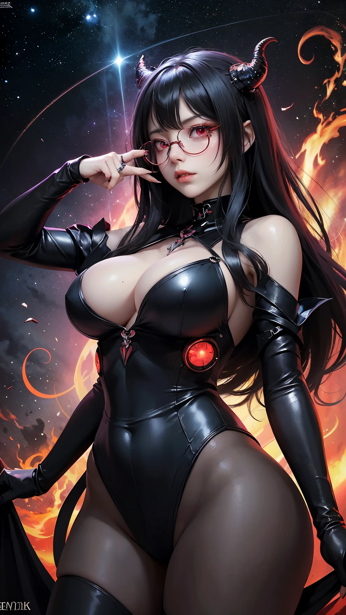 (highest quality,High resolution:1.2),(dark,Threatening:1.1),(Bad luckな:1.1), In the vortex of space,
Heart of a Goth Maiden, Very dark shade.
Her Eyes, Like dazzling fur in a starless haze,
A symphony of despair in their eyes.
Her Mogul Snaps, Mysterious Cemetery,
Think about it, The source of her sadness.
With her black hair swaying in the moonlight,
She weaves despair into her dreams.
oh, Her Soul, Shadow'Embrace,
Take me to space.
At each step of the Kelhudelgoring, She summons darkness,
Dance of the Void, Whippler Big Spark.
Her touch is an icy caress of the void,
In her vague existence, I am left confused.
For Love, Bumblewisk, Cosmic Power,
Stars shining in the endless night.
Confusion swirls, Let the emptiness cry out,
Our love is a dazzling dream in the universe.
Gothic Witch of the entire star world,
In your void, I find my soul.
Hypermaximalist, Anime Style, Breathtaking oil paintings, Surreal, Ultra-realistic digital illustrations that mimic the style of oil paintings, Seamlessly blends the psychedelic visionary art of Alex Grey with the biomechanical aesthetic of H.R. Giger. Great composition, masterpiece, highest quality, (devil,Satan,Lucifer:1.1),(devilish:1.1),(Bad luck,Bad luckな:1.1),(Powerful figure:1.1、Big Breasts、Glasses) 、 ((((Huge glasses, Nerd Glasses, thick glasses, Round Glasses)))),(((Big Breasts)))、(Red eyes glow:1.6)、(Red glowing eyes,Sharp teeth:1.1),(Black wings,thick,shabby:1.1),(hellish landscape:1.1),(fire,sulfur:1.1),(Threatening atmosphere:1.1),(dark shadows,Threatening presence:1.1),(Bad luck clouds,Stormy Skies:1.1),(dark,Spooky atmosphere:1.1),(Bad luck aura,Evil energy:1.1),(dark aura,cigarette:1.1),(intense heat,Burning Flames:1.1),(Surreal,Nightmare Visions:1.1),(Predicting the end:1.1),(Twisted corners,Fiery crown:1.1),(Bad luck whispers,devilish laughter:1.1),(Cry of pain,echoing screams:1.1),(Bad luck symbols,Ancient runes:1.1),(Mysterious Relic,dark artifacts:1.1),(Infernal Ritual,Ritual sacrifice:1.1),(devilish minions,creatures of darkness:1.1),(Desolate,Barren Wilderness:1.1),(University of the Soul,Suffering Soul:1.1),(Eternal Damnation,A hopeless existence:1.1), ステファン・コイドルの廃棄メカの背景にShadow響を受けた. Art created by Craig Mullins, Especially Craig Mullins' Necro style., Depicts detailed, futuristic sci-fi scenes. Focus on sci-fi concept art, Vivid colors and sharp focus. The overall lighting captures the essence of the film's concept art.,