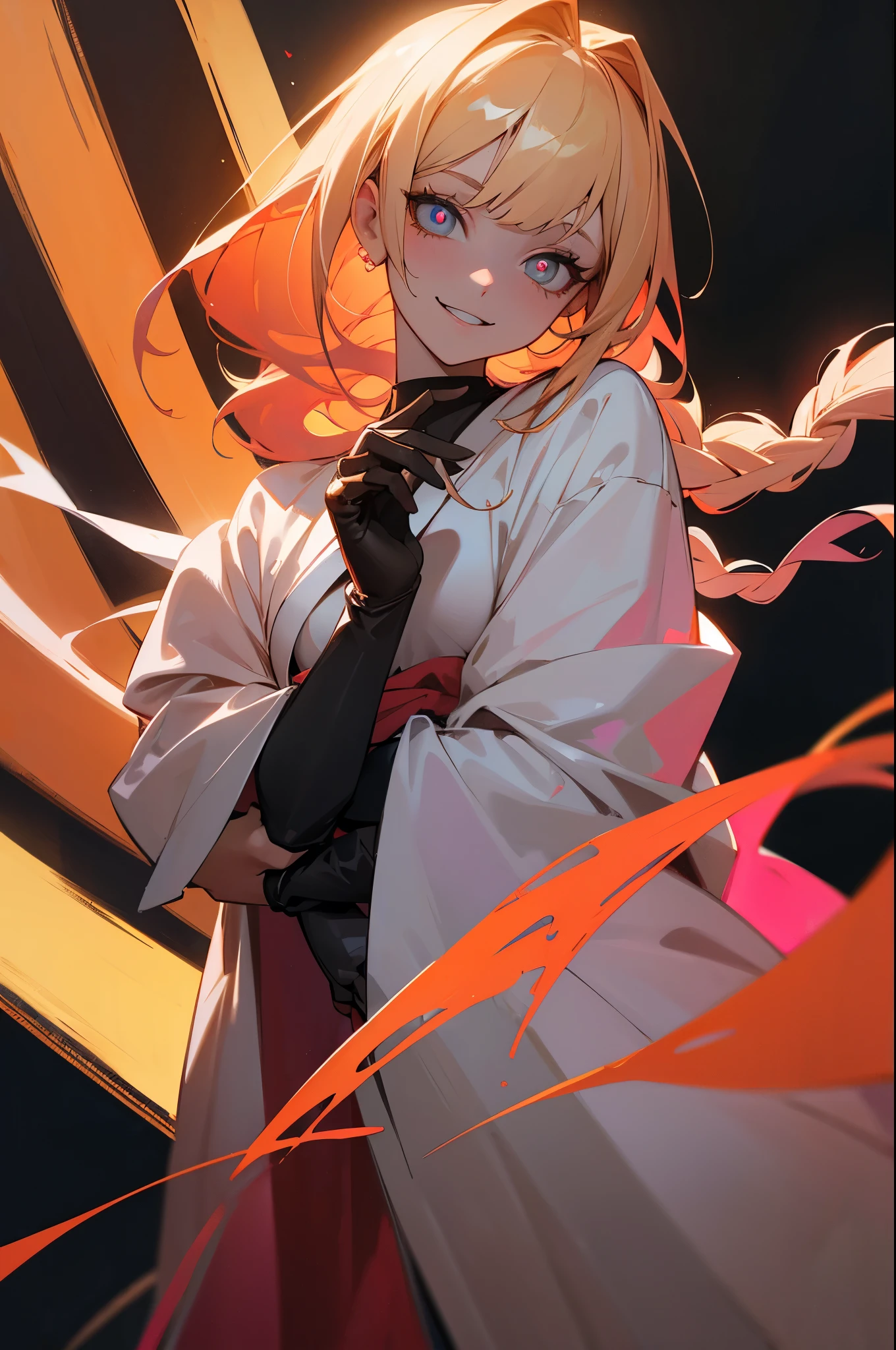 (Winning painting: 1.3) Power\ (Chainsaw Man), Best Quality, Super Detailed, 1 Girl, Solo, Standing, Redhead, 1 Long Braided Hair, Blonde Hair, Bangs, Medium , Black Bachelor, Gaze, Smile, (Evil: 1.2), Looking at the Audience, (Interview: 1.3), (Dark Black Background), (Ring Eyes), Best Quality, Ultra High Resolution, 1 Woman, (Masterpiece, Side Light, Beautiful Eyes: 1.2), Shiny Skin, Glow Eyes, Shiny Hair, 2 Arms, Painting, portraitpink_theme, pill, heart-shaped pupils, detailed wallpaper, looking at the audience, 1 girl, solo, (academic dress:1.3), wearing robes
