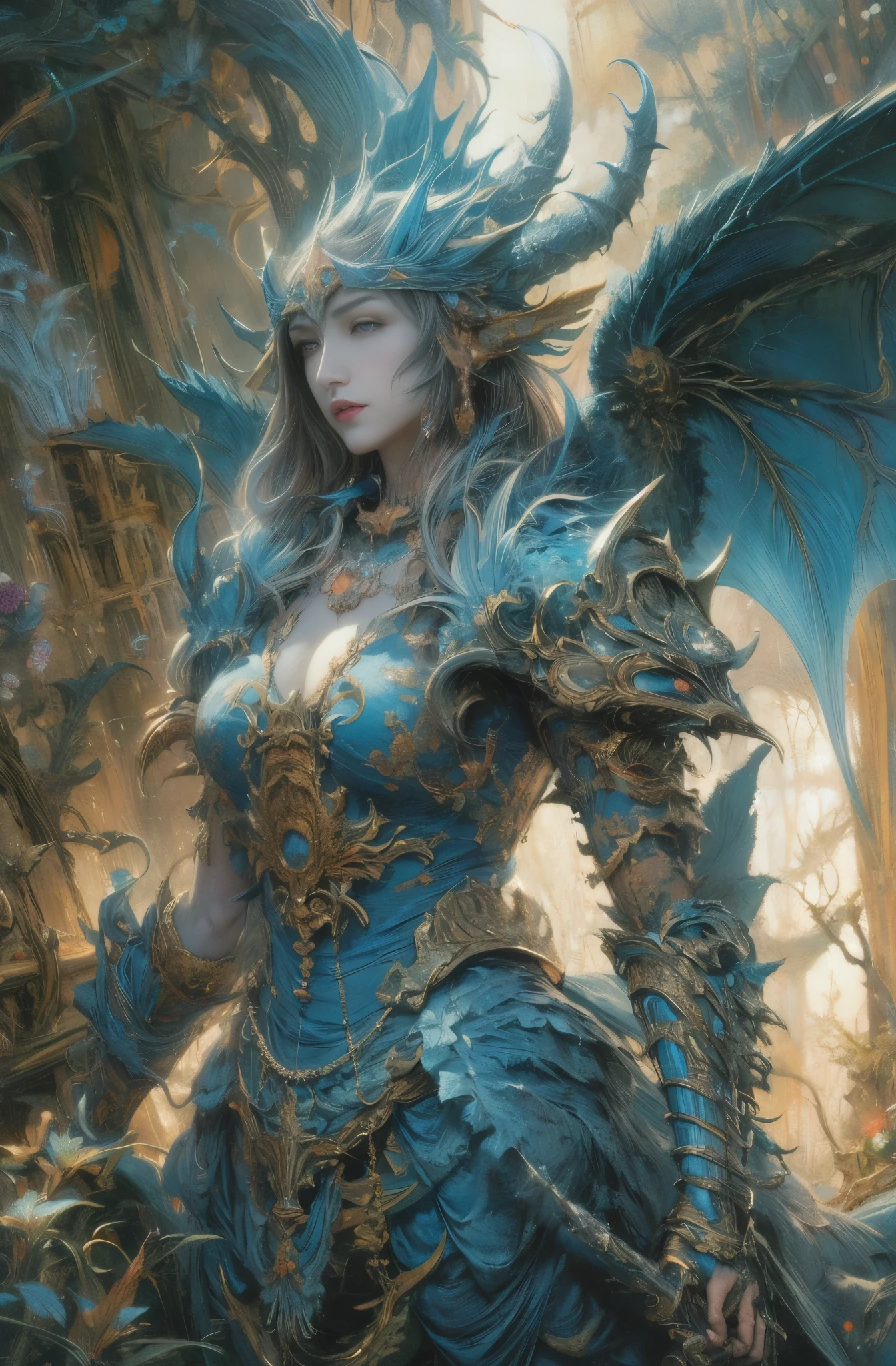 槍を持った美しきfemale dragon knight, Rin々しいfemale dragon knight, A beautiful woman with a dragon, God's Kin, Detailed fantasy art, Fantasy art style, Fantasy style art, highly Detailed fantasy art, detailed Digital 2D Fantasy Art, fantasy artist, epic Fantasy art style hd, High quality fantasy art, Detailed fantasy illustrations, fantasy book illustration, Digital 2D Fantasy Art, Fantasy Art Illustration, 4k fantasy art, author:Jean Jay., Fantasy art style, 2. 5D CGI Anime Fantasy Artwork, epic Fantasy art style hd, Epic fantasy digital art style, Detailed fantasy art, 詳細なDigital 2D Fantasy Art, Luan Jia and Artgerm, 8k fantasy art, female dragon knight, Sharp contours, very fine and beautiful eyes, Beautiful Blue Eyes, pretty much beautiful face, Also々exterior, Valhalla, Unparalleled beauty, masterpiece, highest quality, The perfect angle, Perfect composition, Best Shot, Official Art, Cinematic light, Very beautiful and fantastic scenery, chivalry dream, Presence, Michael Letter, Christoph Huge 、Ultra-precision coating, Luminism, art by Carne Griffiths and What a bone Concept Art, 4K resolution, Fractal isometric detailed bioluminescence , 3D Rendering, Octane Rendering, Exquisitely crafted , Cinematic, Art Station'trendy, Isometric Center, Surreal cover photo, Amazing full color, Handwriting, Hit definition , Cinematic,Great background, Abstract Beauty,stand, Approaching perfection, Pure Form, Golden Ratio, Minimal, Concept Art, By Brian Froud、Karn Griffiths、What a bone、John William Waterhouse, Intricate details, 8K Post-Production, High resolution, Hyper Detail, Art Stationのトレンド, Studio shot, Intricate details, Very detailed, Greg Rutkowski, Encounter with an Ancient Dragon, Close-up