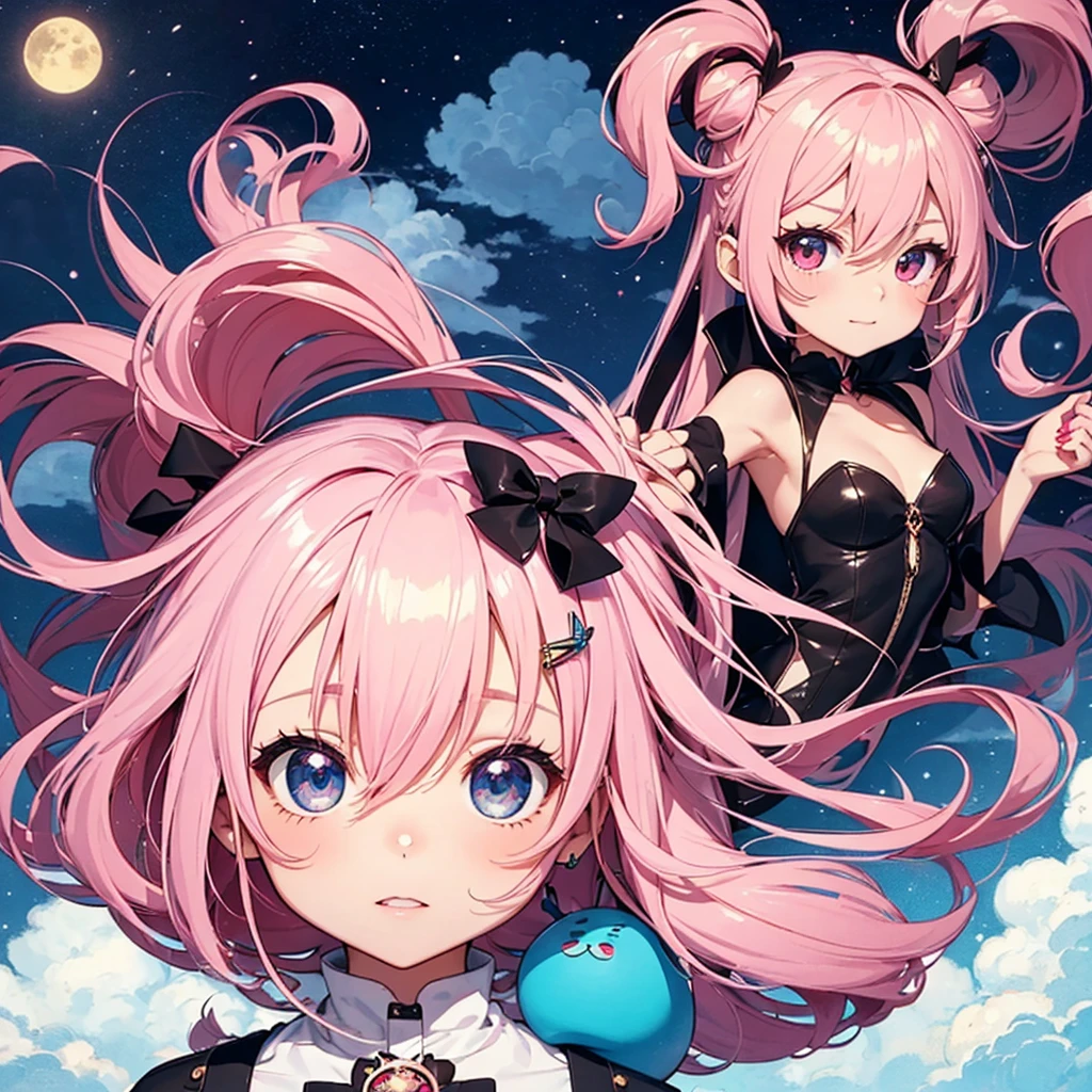 perfect-composition、Perfect pictorial composition、Cartoon girl with long hair、Cartoon Art Style、Cartoon Cute、Chibi Girl、cute cartoon style、cute art style、Cartoon style、Charikature、Cartoon style illustration、Digital art of cartoons、Cartoon Art Style、Cute digital art、Portrait of a cute anime girl、Chibi、chibiStyle、Cute pretty girl 2 cartoon girl with long hair、an anime drawing、Winner of the deviantart contest、pop art、Cartoon Art Style、Cartoon Cute、Chibi Girl、cute cartoon style、cute art style、Cartoon style、、Cartoon style illustration、Digital art of cartoons、Cartoon Art Style、3Equivalent、Head large、2D、2Anime Girl、2De anime character chibi cute girl、Flying in the sky、wing、Flying in the night sky、by night、Pink hair、on clouds、@Yushi yushi@Yushi yushi@Yushi yus