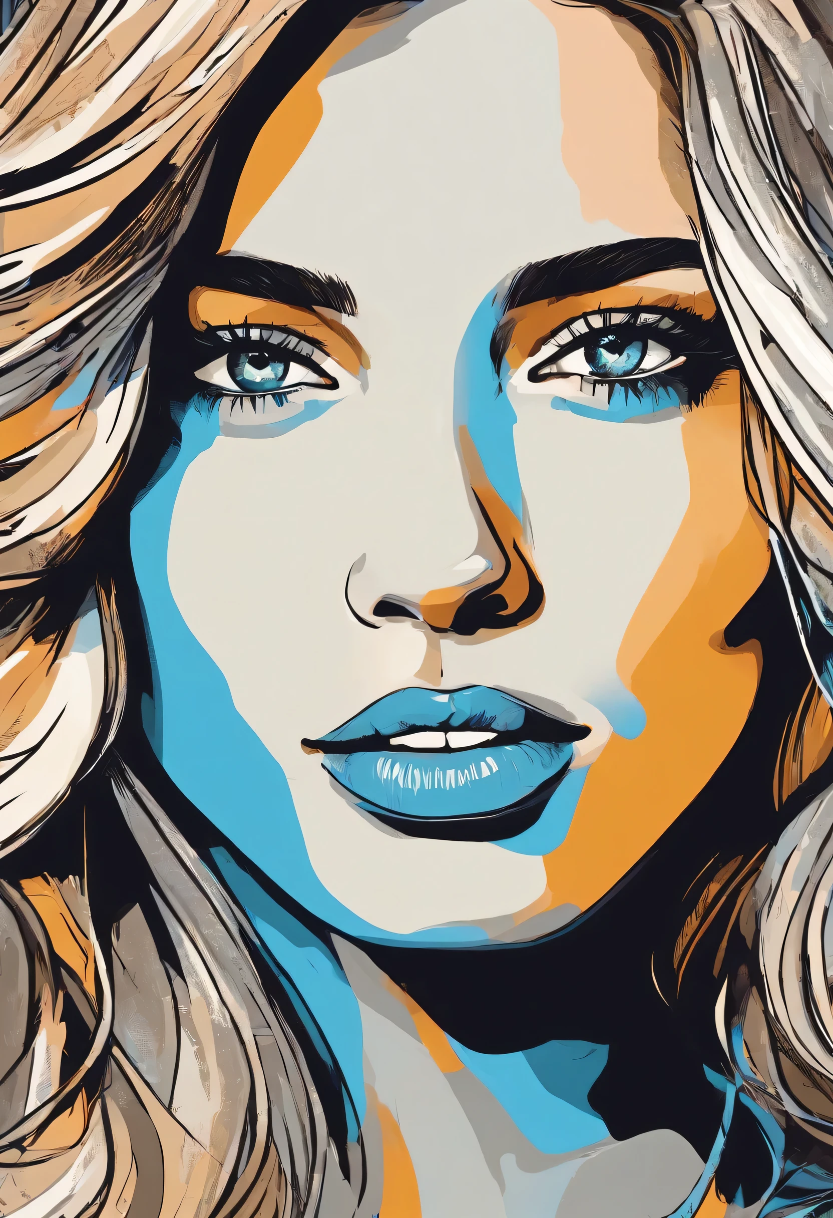 
Flat colors,close-up, portrait,  of a 25 year old surfer looking girl, tan skin, ([blue eyes]) Beach blonde salty hair, natural beaty, beautiful, casual, blue tank top, masterpiece, (([Simple grey background]))

