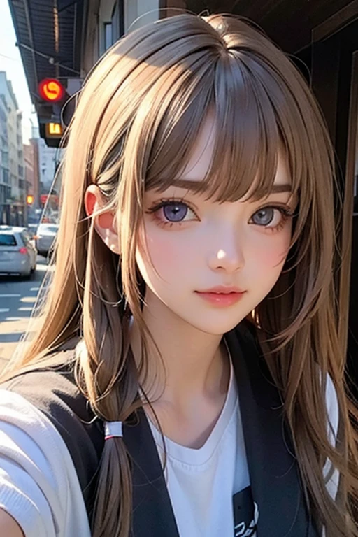 (Masterpiece, Best Quality, Ultra Detailed: 1.6), Illustration, (Single, 1 Girl, Beautiful Detailed Eyes: 1.2), City, Street, Cute, Otherworld.