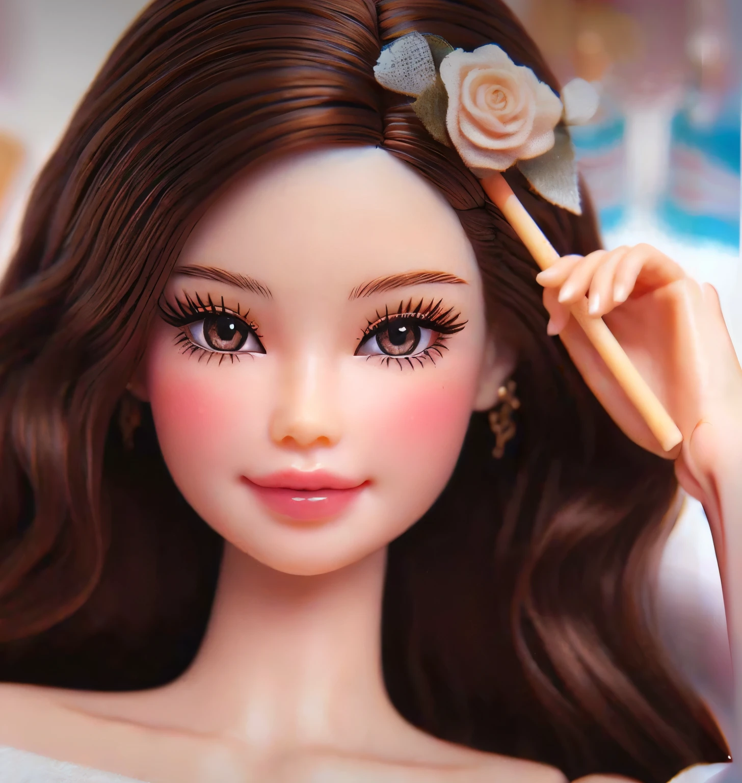 Ulzzang girl, pretty girl,Asian girl, cute face, brown pretty hair, ulzzang beautiful, looking straight at camera