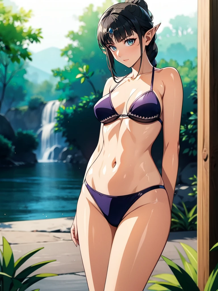 shiny skin, shadowheart, circlet, looking at viewer, elf, pointy ears, (green eyes, detailed face, perfect eyes)