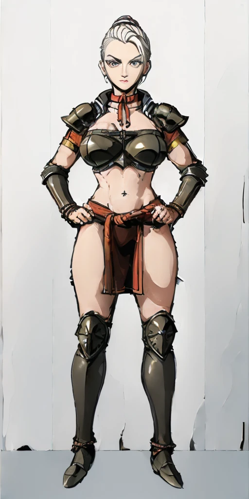 Anime girl, 21 years old, curvy body shapes, Amazon, Sub, oily body, loincloth, sexy clothes, futanari, Drawings on the body, white drawings, playful look,