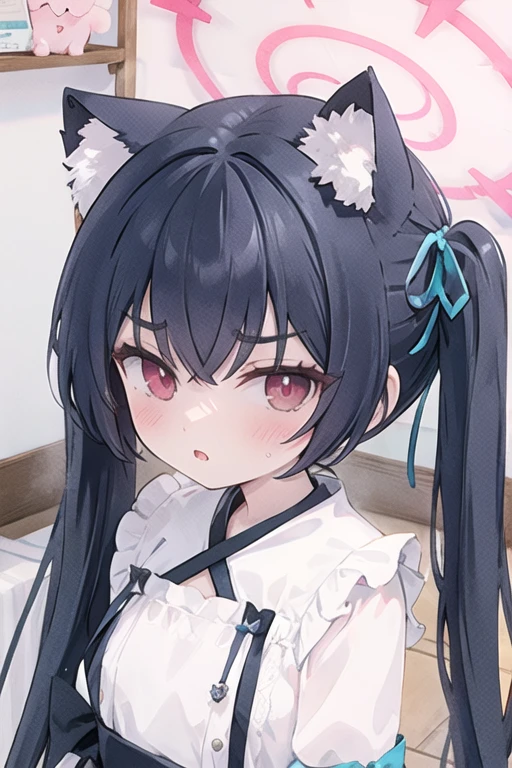 serika_bluearchive,cat ears,looking at viewer, tsundere,