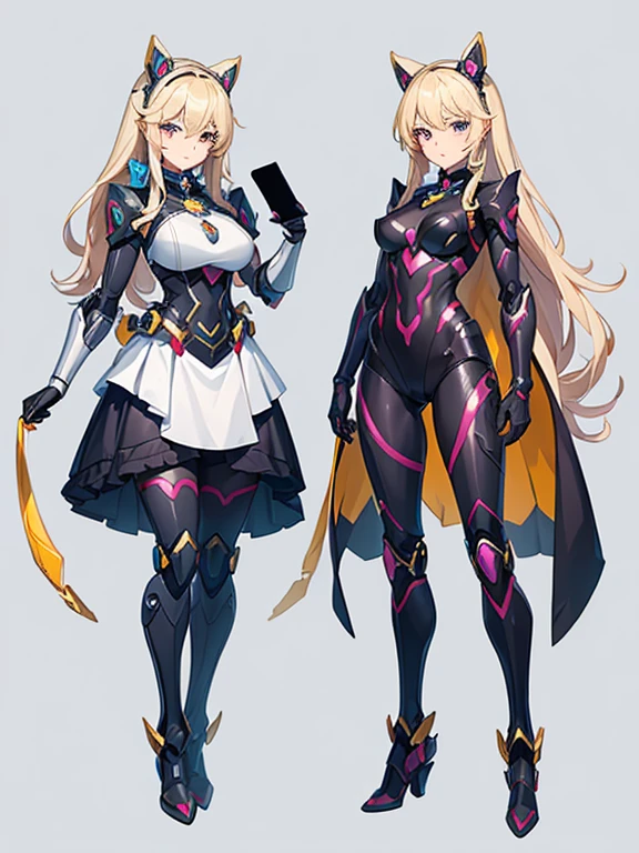 A woman who transformed into a hero robot and her pet who transformed into a support robot,
Cute and pretty,
Full Body Shot,
Woman and pet combine to become one invincible female robot,
Before after