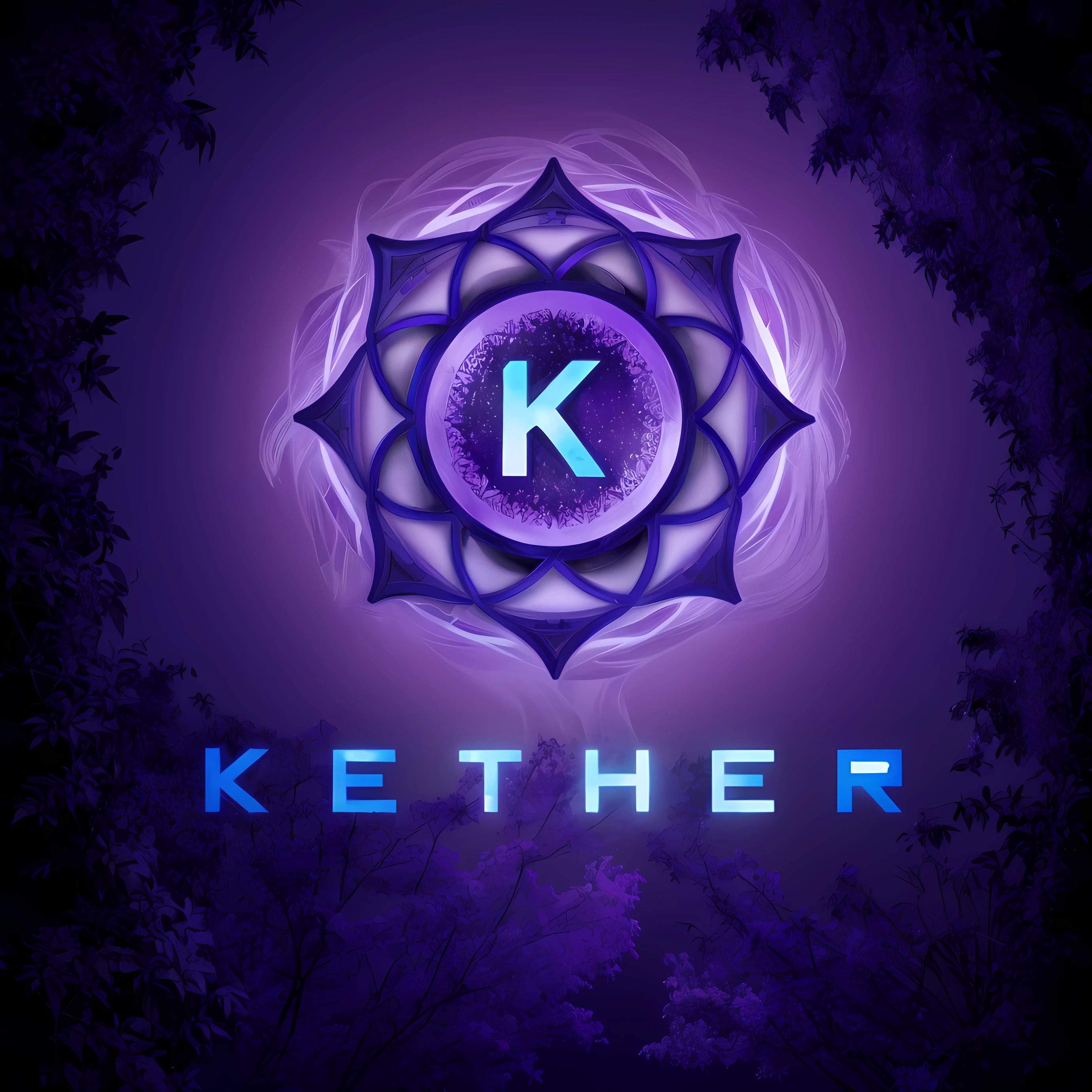 um close de um logotipo roxo e branco com uma flor, por Robert Koehler, Classe Keter, kotofado, Direction: Kathleen Guthrie, por Matthew Smith, por Kieran Yanner, por Karl Hofer, This Achougueiro, logotipo arredondado, tertrevkaiser, por Echo Chernik, por Kathleen Scott, nether, ether, por Jeffrey Smith
