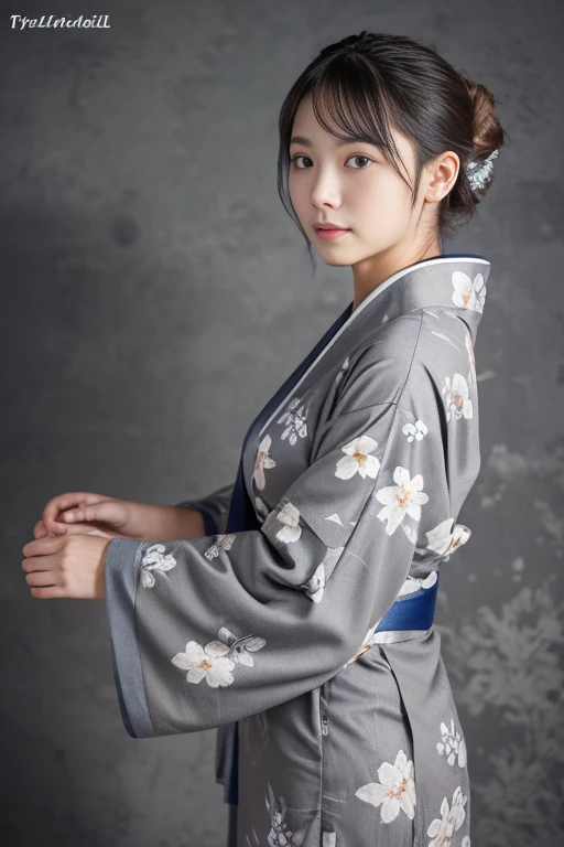 (((gray floral background:1.3)))、highest quality, Tabletop, High resolution, (((One Girl))), ,(((Eyes are grey:1.3)))、Gray kimono、((美しいGray kimono)), Tyndall effect, Realistic, Shadow Studio,Ultramarine Lighting, Dual Tone Lighting, (High Definition Skins: 1.2)、Pale colored lighting、Dim lighting、 Digital SLR, photograph, High resolution, 4K, 8k, Background Blur,Fade out beautifully、gray flower world