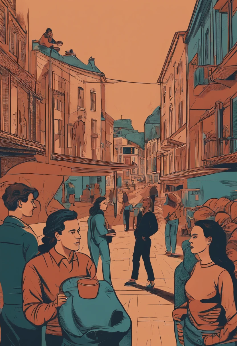 I want an image where you can see a group of young people , 3 men and 3 women where you can see that they are making a podcast about economics