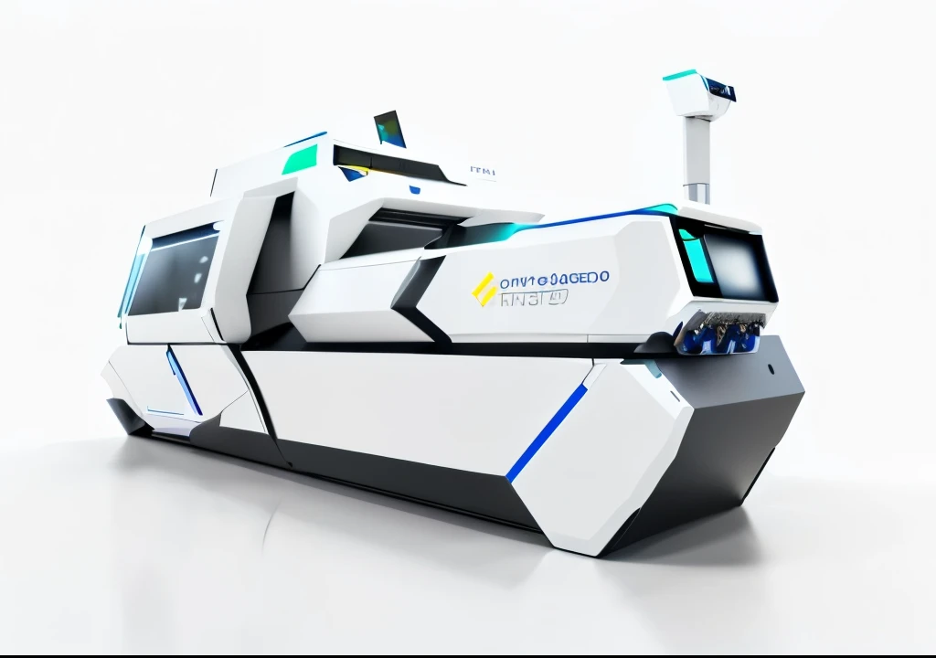 Close-up of a machine with a large screen, depicted as a 3 d render, High-quality scans, Composed of millions of point clouds, precision machinery, High-resolution scanning, Complete equipment, High-resolution scanning, High-resolution scanning, Full front view, 3/4 Views, 3 / 4 Views, panoramic ( FS ), a wide panoramic