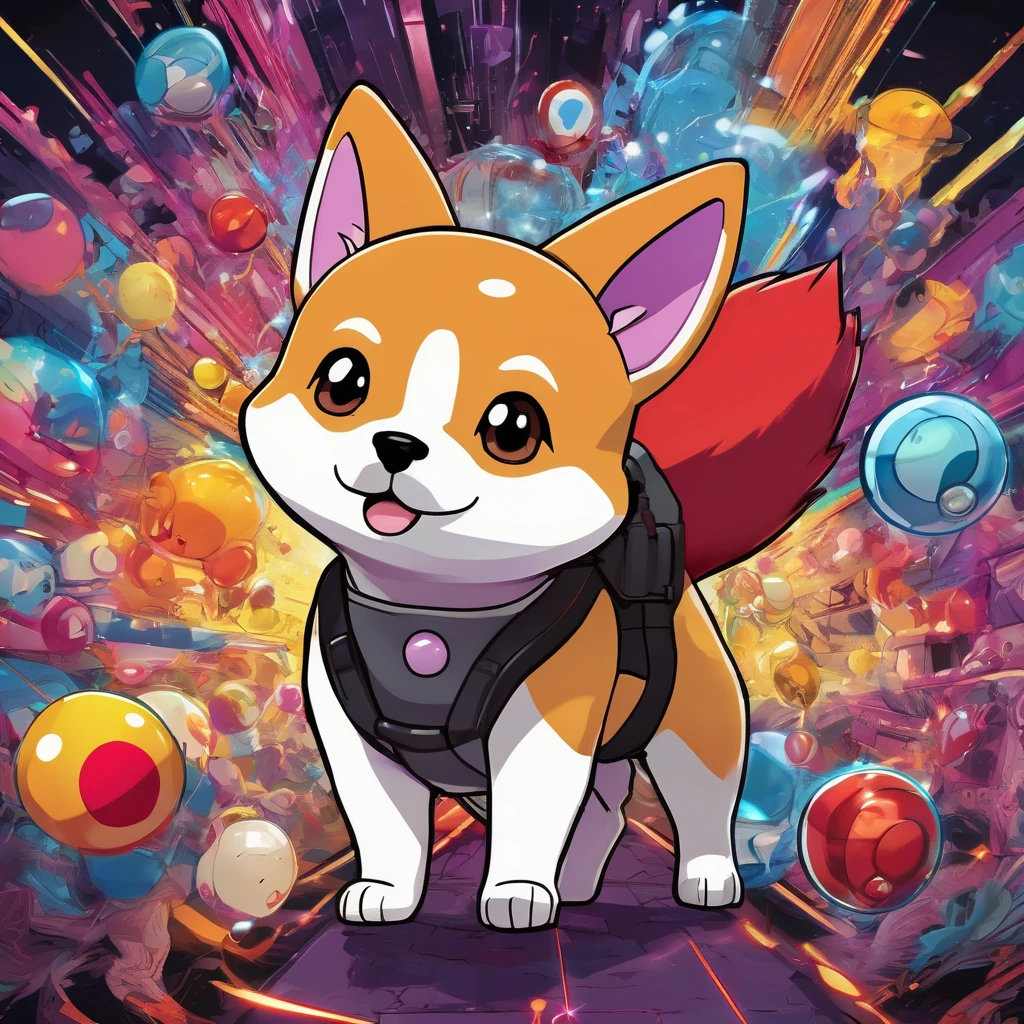 confused Shiba Inu,sniffs,poke ball,Jessie,team rocket,annoyed,intricate facial expression,struggling to understand,curious eyes,inquisitive snout,doubtful expression,playful surroundings,fun and colorful environment,anime style,detailed fur texture,vibrant colors,expressive body language,comical gestures,humorous atmosphere,puppy nose,fluffy ears,adorable look,interactive scene,poke ball design resembling team rocket logo,clever prop usage,stylized characters,dialogue bubbles,comic book style,surprised reactions,whimsical background elements,comical visual effects,(best quality,highres),lively and dynamic,attention to detail,vibrant lighting,contrasting colors