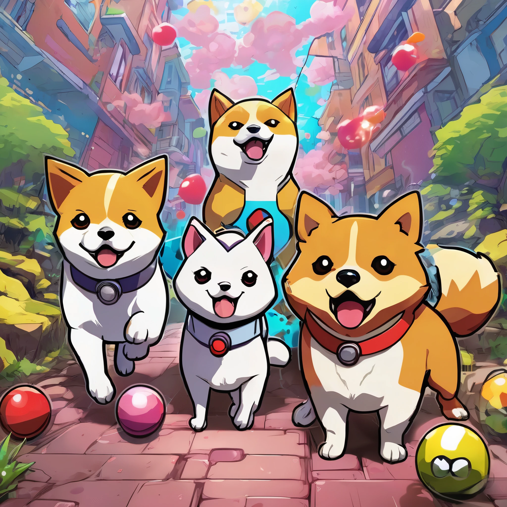 confused Shiba Inu,sniffs,poke ball,Jessie,team rocket,annoyed,intricate facial expression,struggling to understand,curious eyes,inquisitive snout,doubtful expression,playful surroundings,fun and colorful environment,anime style,detailed fur texture,vibrant colors,expressive body language,comical gestures,humorous atmosphere,puppy nose,fluffy ears,adorable look,interactive scene,poke ball design resembling team rocket logo,clever prop usage,stylized characters,dialogue bubbles,comic book style,surprised reactions,whimsical background elements,comical visual effects,(best quality,highres),lively and dynamic,attention to detail,vibrant lighting,contrasting colors