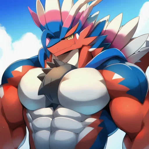 Koraidon, muscular, flexing