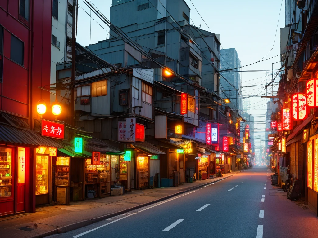 Cyberpunk city in sci-fi movies、wasteland、empty street、night、Chinoiserie architecture、bridge、Old store、ragged、Circuit board、wire、complicated、Super detailed、Realistic、超Realistic、high quality、Highest、Super Detail、Crazy Detail 、Very detailed、Photorealistic、A magnificent composition、Highest品質、32k --v 6、Narrow roads、Storehouse-style building、Izakaya、Diner、Red Post Box、