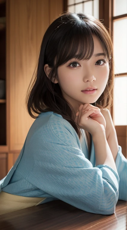 (Photorealistic:1.4), (Top image quality:1.0), (超A high resolution:1.0), 8k, Raw photography, (masterpiece:0.2), (Purelos Face_v1:0.5)、(最高quality Detail:1.2)、Realisticな、8k UHD、High resolution、(One Girl:1.2)、超detailedな、High quality textures、Intricate details、detailed、非常にdetailedなCG、High quality shadows、detailed 美しく繊細な顔、detailed 美しく繊細な目、Depth of written boundary、Ray Tracing,One Girl, Japanese girl, cute, thin, Japanese patterned kimono,Floral scrunchie, Beautiful Skin, Look forward,please sit down, Sit up straight「thank you」says,Put your hands together gracefully,The land of Japan smiling faintly,Japanese garden,Luxurious Japanese-style room, Sky Porn, Magic Hour, (Realistic:1.3), 細かくdetailedに, quality, (Tabletop:1.2), (Realistic:1.2), (最高quality), (複雑なdetailed), dramatic, Ray Tracing, photograph, +roller