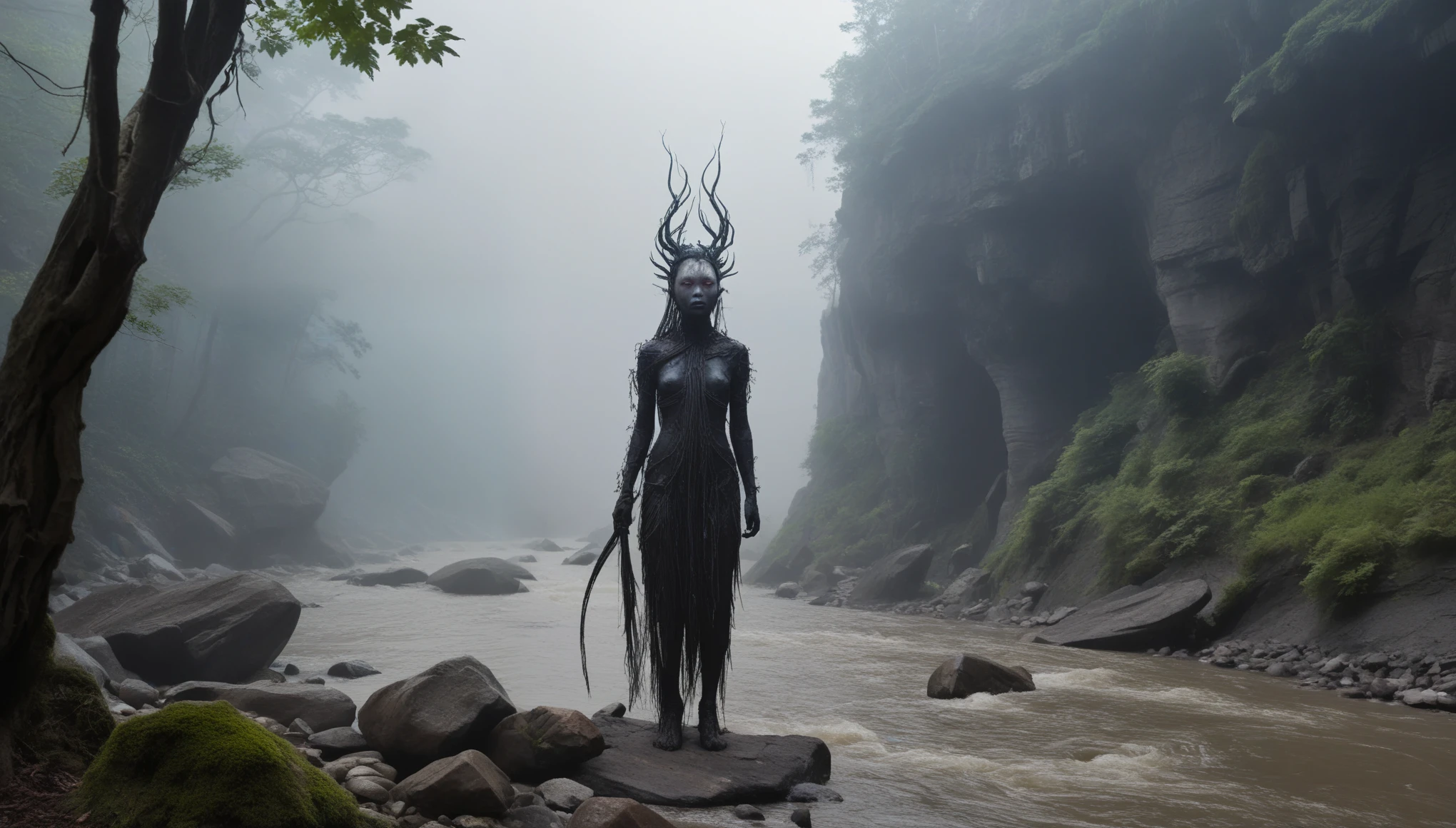 full-body-shot , who can't fly,Cinematic, Technicolor,natural skin textures, hyper realisitc, hyper detailed,Extremely detailed,High contrast,Realistic,Chalsedoon Moana,national dress, back view,full body length,evil ghost,Krampus,pretty face,intricate details,realistic humid skin,extremely intricate details,anatomically correct, eyes extremely detailed, high detailed eyes,High contrast,Ultra HD,Retina,HDR,photo,photorealism,Masterpiece, natural skin textures, hyper realism,hyper detailed,High contrast,(HDR:1.4),Realism,Ultra Detailed,irina yermolova, close full body shot,16K resolution,RAW, Nikon Z9,Paul Zizka,full body length,niobium goblin,native irish,pretty face,eyebrow up,full body shot,ominous landscape,niobium gray atmosphere,by art Simon Stalenhag,Nicola Samori,(((Wangechi Mutu))),prime colors,urban,extremely detailed,masterpiece,intricate details,faded,eyes extremely detailed, high detailed eyes,4k resolution,islands levitating above ground, Nikon Z9,ancient rock paintings of the first people,of sharkfish's leather