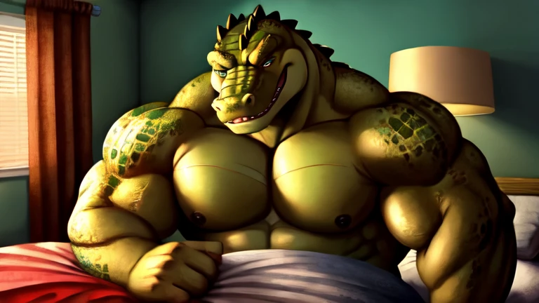 Alligator, furry, scaly, bedroom, horny, cute man, male, muscle
