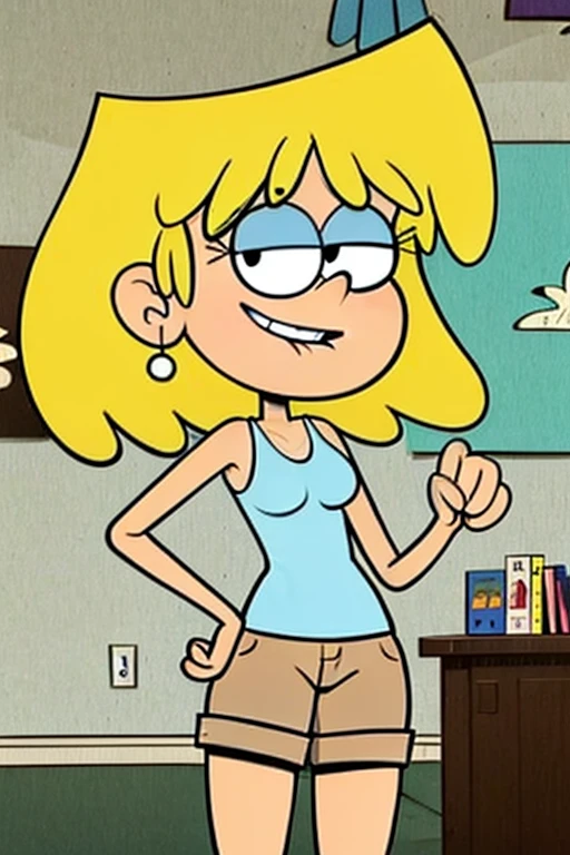 ""loriloud - blue tank top, brown shorts, posing for playboy magazine" Masterpiece, sexy cartonn, beautiful cartoon, insanely detailed and intricate, High quality, ray tracing, high coherence, deep focused image, realistic full-length photo, anatomically correct, short blond hair, sensual smile, perfect eyebrows, perfect fingers, action pose, looking at viewer, in the loud house, hypermaximalist, sensual, provocative, beautiful, exotic, revealing, appealing, attractive, erotic, hyper-realistic, super detailed, perfect, masterpiece, popular on Flickr, published on March 19, 2018” FANTASY,VAMPIRO,ELFO,TERROR,COMICS,MANHUA,MANWHA,Mango,SCIENCE FICTION,NOVEL, 