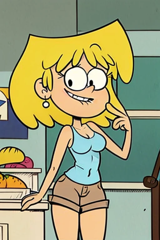 ""loriloud - blue tank top, brown shorts, posing for playboy magazine" Masterpiece, sexy cartonn, beautiful cartoon, insanely detailed and intricate, High quality, ray tracing, high coherence, deep focused image, realistic full-length photo, anatomically correct, short blond hair, sensual smile, perfect eyebrows, perfect fingers, action pose, looking at viewer, in the loud house, hypermaximalist, sensual, provocative, beautiful, exotic, revealing, appealing, attractive, erotic, hyper-realistic, super detailed, perfect, masterpiece, popular on Flickr, published on March 19, 2018” FANTASY,VAMPIRO,ELFO,TERROR,COMICS,MANHUA,MANWHA,Mango,SCIENCE FICTION,NOVEL,