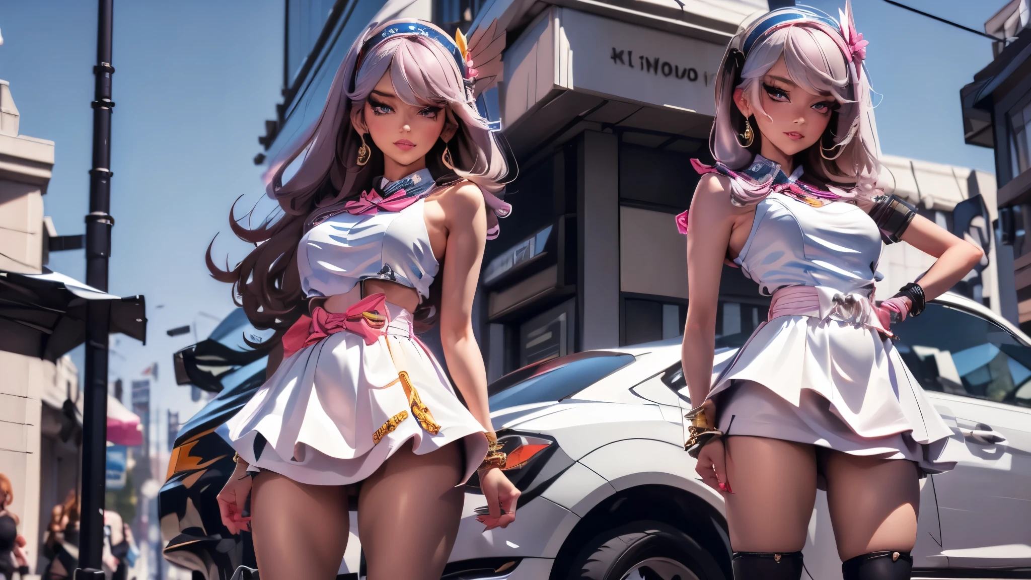 ((We have 4:1.8))、(4 sisters)、gal、(neon street)、(Four tall high school girls with model figures:1.7)、(Standing facing this), (best quality,4k,8k,highres,masterpiece:1.2),ultra-detailed,(realistic,photorealistic,photo-realistic:1.37),portraits,[close up],[women],[group],[short skirts],A close up of a group of women in short skirts, beautiful detailed eyes,beautiful detailed lips,extremely detailed faces,gorgeous makeup,stylish hairstyles,fashionable outfits,sassy poses,confident expressions,city backdrop,vibrant colors,soft lighting,colorful bokeh. ultra-high-quality. ultra detail.

