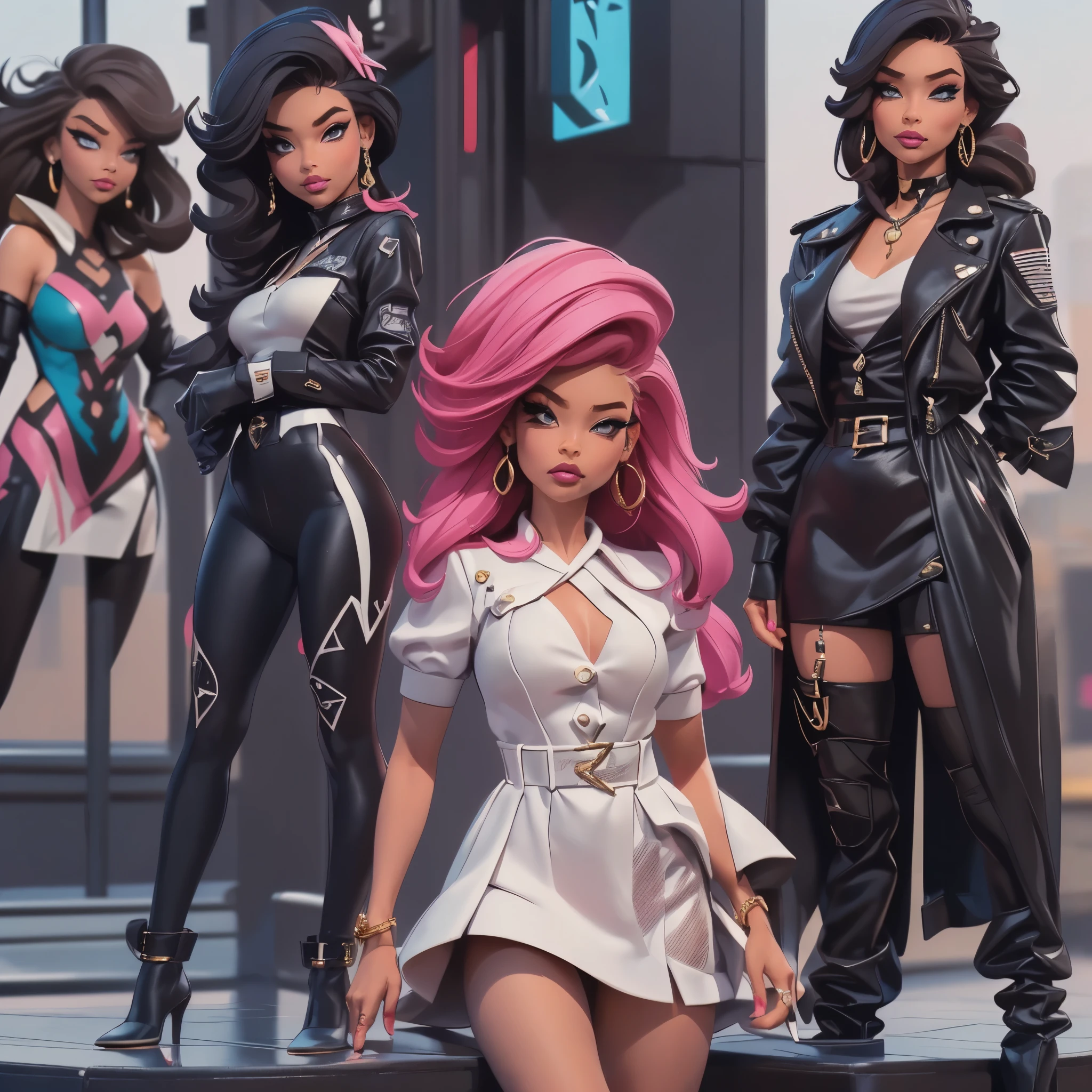 obra prima, melhor qualidade, ((kari wuhrer, tan skin, honey bob hair,)) head back, sassy wicked, open mouth, big teeth smile, thick smoky black eye shadow, long fake eyelashes, sultry eyes, (cerulean blue leather biker jacket,)) biker jacket has stiff collar, leather blouse, ((magenta pvc skinny pants,)) studs zippers snaps, shiny leather gloves, nip slip, body is skinny, laying down hugging each other on sofa, shiny tight buttocks, arched back, mashing breasts, (passionate kissing,) camera view of whole body, looking up at me, shallow depth of field, highres, HD, 8k, anatomically correct
