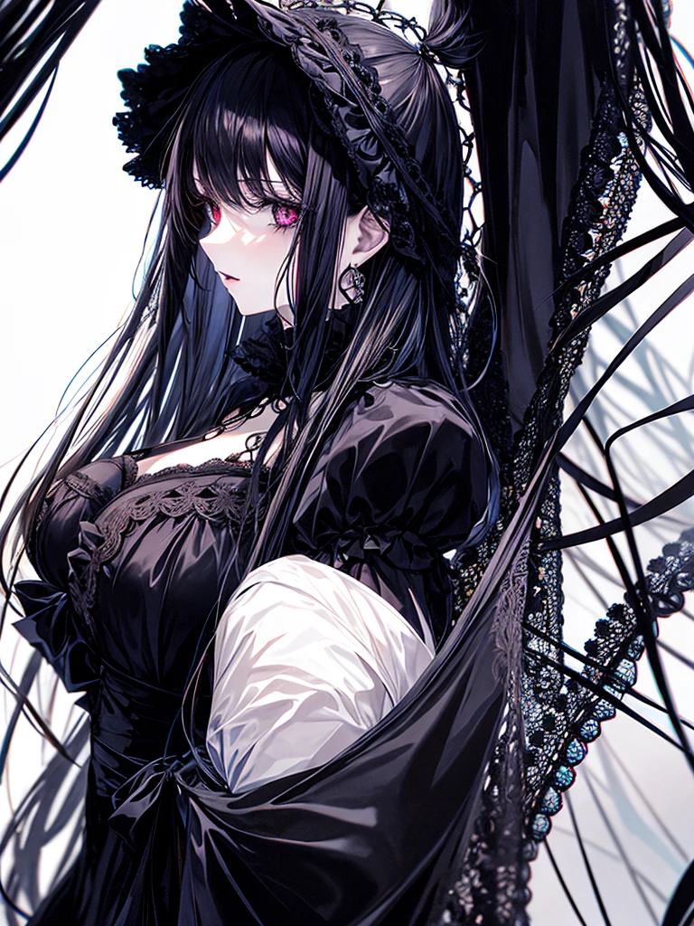 sketch (Character design sheet, same characters, whole body, Three-View, front, ~ ~ ~ ~ side, return),(Very bright:1.1), Sunset background, [1 Girl:7], (Tilt your head:1.2), ([sketch|watercolor \(Moderate\)]:1.15),Chaotic Abstractionな背景, Vector Trace, グラデーションブレンディング and whole body, Artistic elements add depth to the work. The overall atmosphere is creepy and nightmarish...., With a unique artistic touch. This movie is、The dark and crazy world of horror movies depicted in HD., Evoke visual stimuli and aesthetic sense, that will terrify and excite the audience....,watercolor画, （Lightless, Eyes without highlights, evil eye, An ugly person with white eyes, that&#39;Red eyeliner）,whole body絵, Wearing a maid outfit （Gradient braided hair, (Light purple hair), (Ink blotches:1.1), (pale:1.2),(Light purple:1.2),(Light green:1.2)　Adult features,expensive, Wearing black tights,Green Eyes, The skin is hidden　and maid, The background is a dark and desolate landscape, Horror movie atmosphere. Her figure is very beautiful, Emphasizing the dark and crazy elements. Skillfully expressing the effects of light and shadow, detailed, The face and expression of the black costume are also carefully drawn....,sketch (Character design sheet, same characters, whole body, Three-View, front, ~ ~ ~ ~ side, return) 1 female, Nervous,Cowboy Shot,,(Very bright:1.1), White Background, [1 Girl:7], (Tilt your head:1.2), ([sketch|watercolor \(Moderate\)]:1.15),Chaotic Abstraction