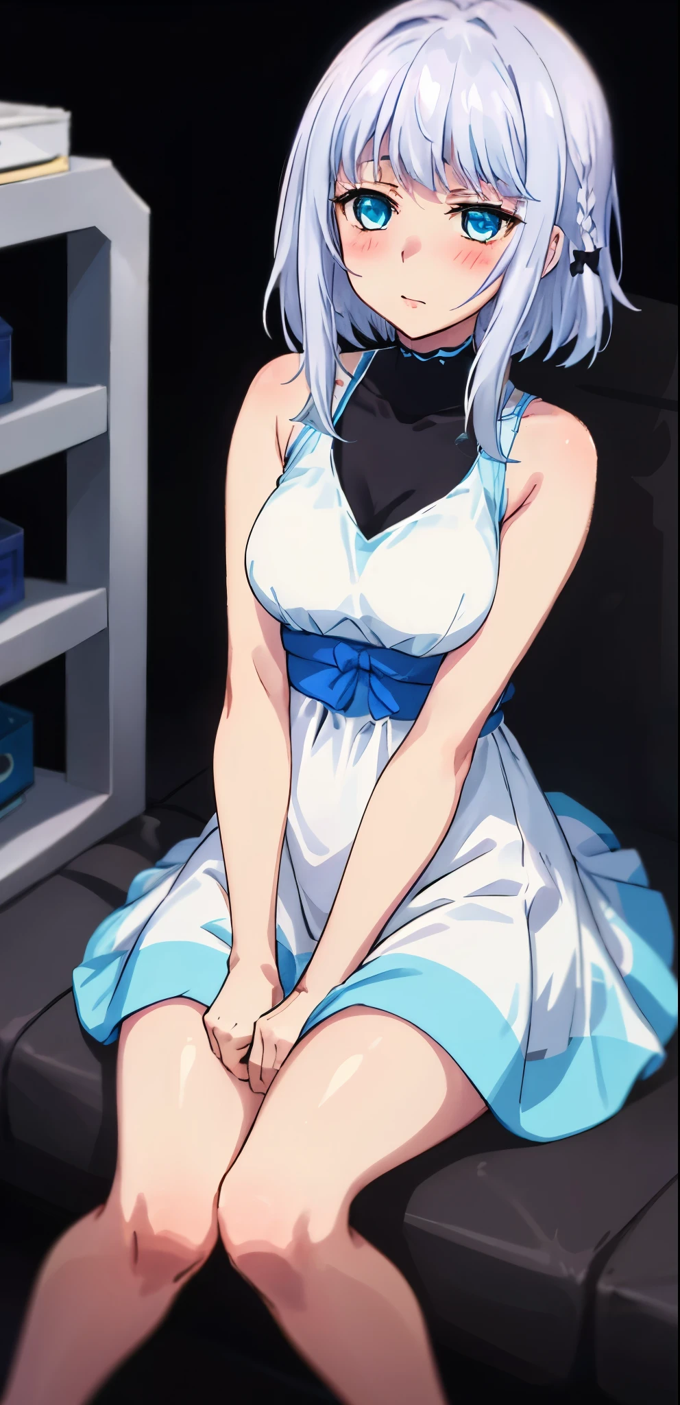 masterpiece, best quality,((li)),((li,(((kafuu chino))),blue eyes,((blush)), ((tears)), ((shy)),((gag)),((wedding_dress)),((frilled socks)), ((((mary janes)))),((arms_behind_back)),((legs together)), ((bondage)),((shibari)),clothed_masturbation, rape, about_to_be_raped, pregnancy,