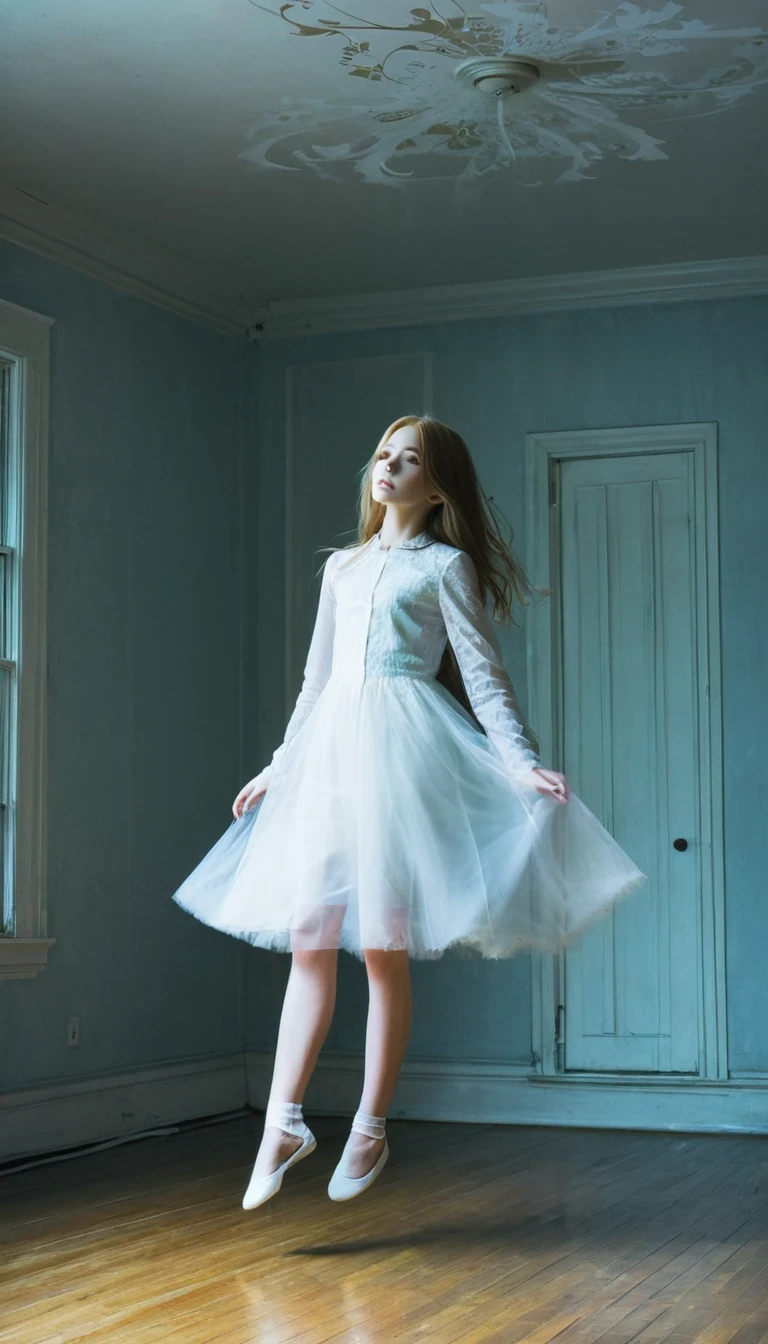 Ghost girl floating in the room,