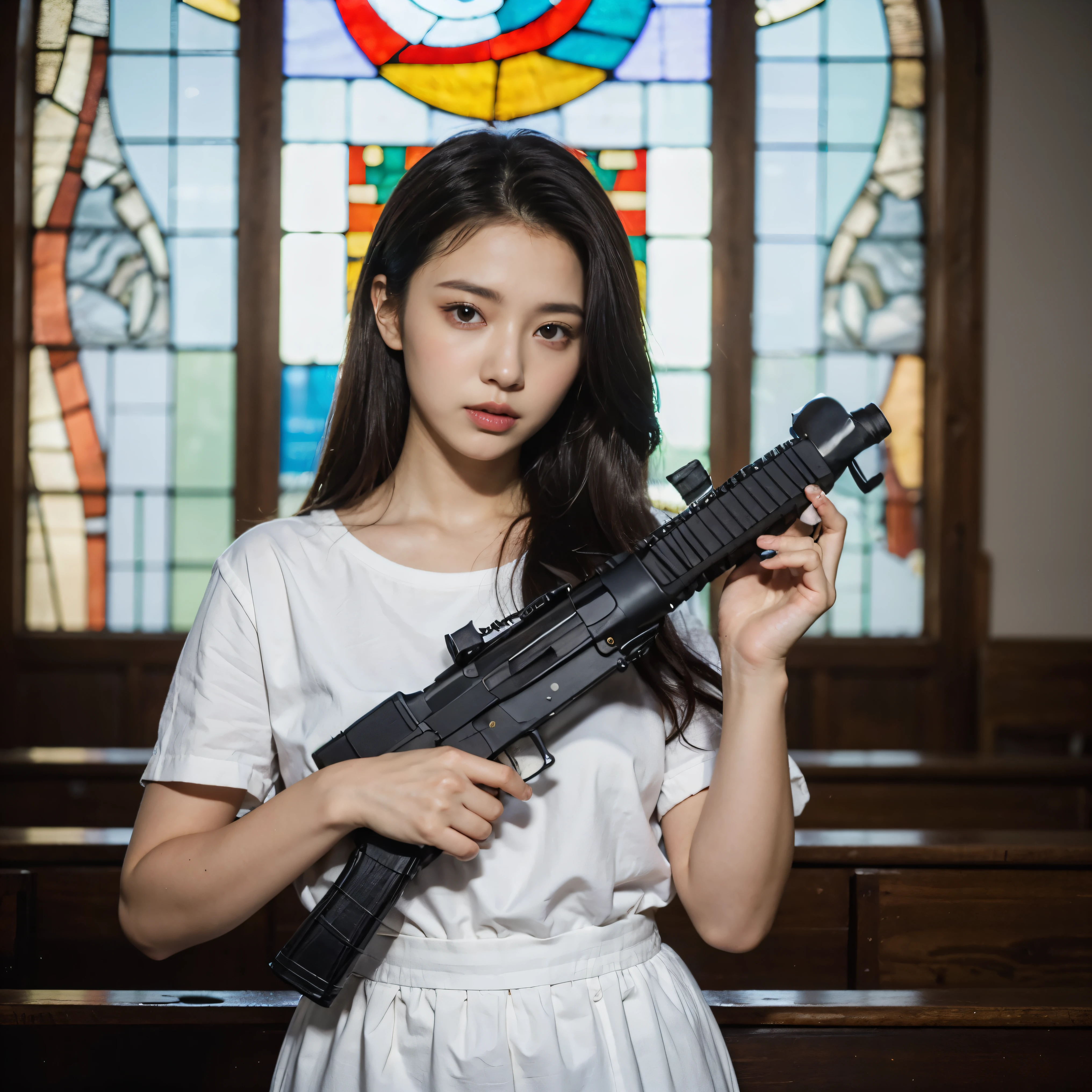 Stained Glass、Wood frame、wall、background、barrel