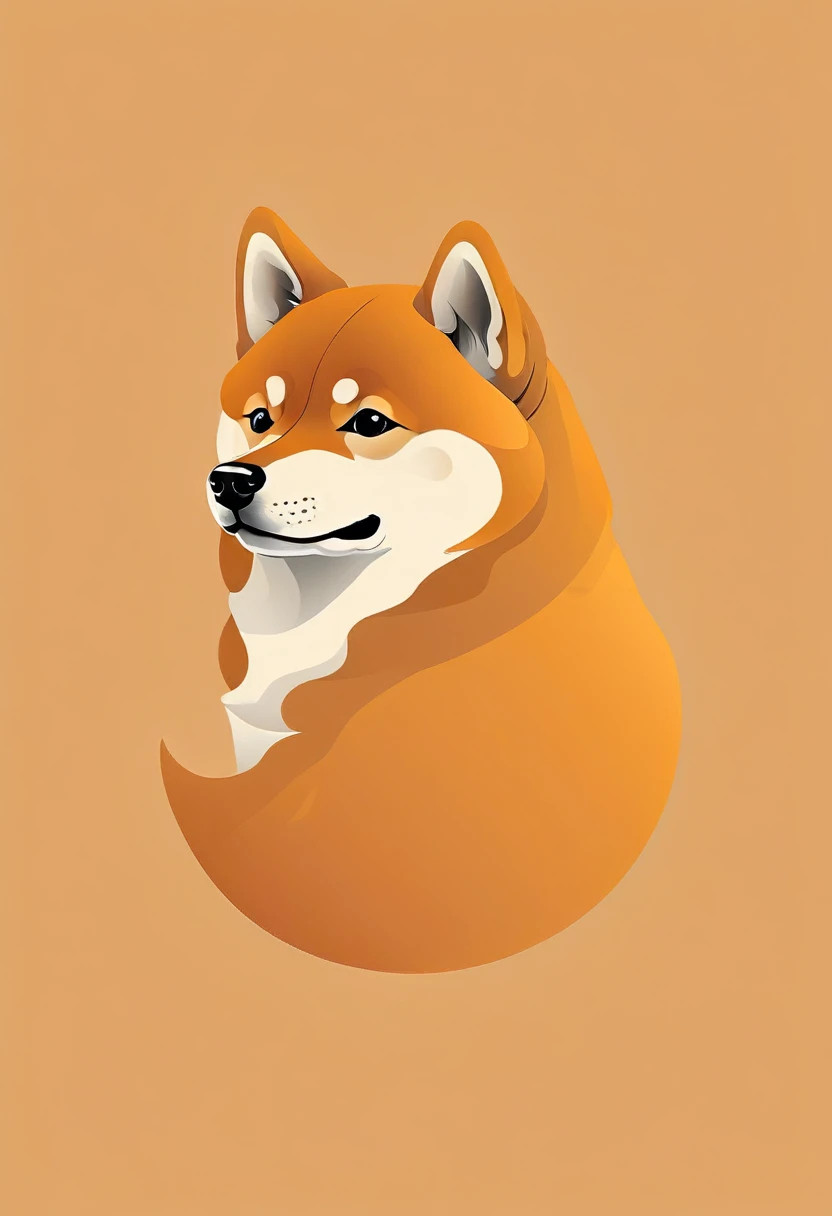 Vector art minimalist logo illustration cute shiba inu vector art type, detailed, Beautiful artistic rendering in clean minimalist cartoon style