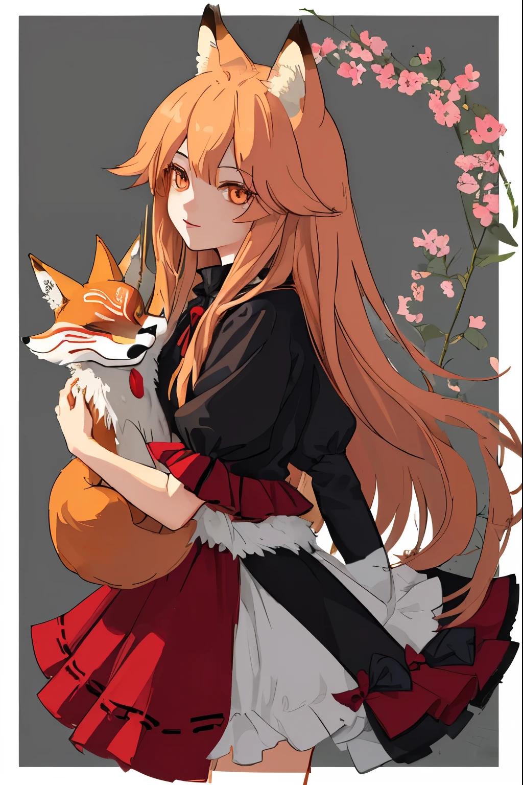 Illustration of a girl wearing a fox mask