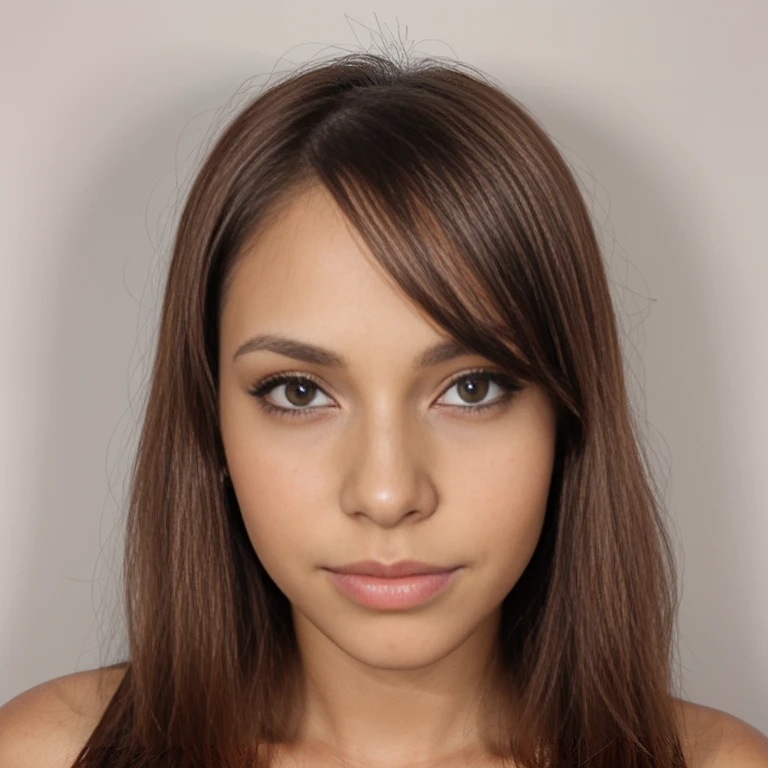 Brazilian woman with straight hair, frontal photo for social media