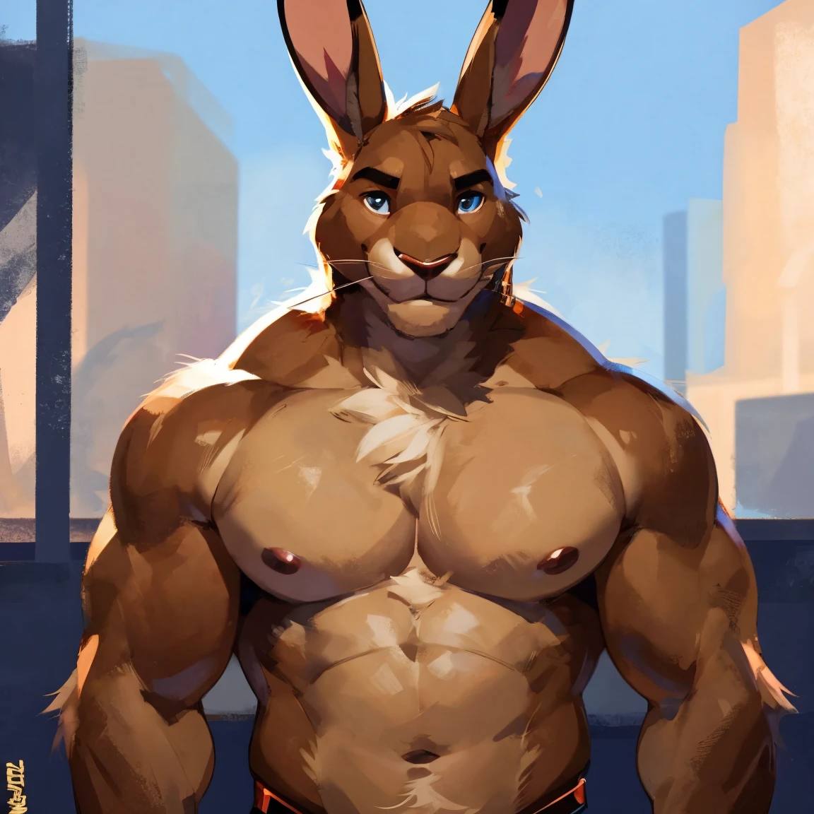 Light brown hare, (solo) black underwear, sexy, By mystikfox61