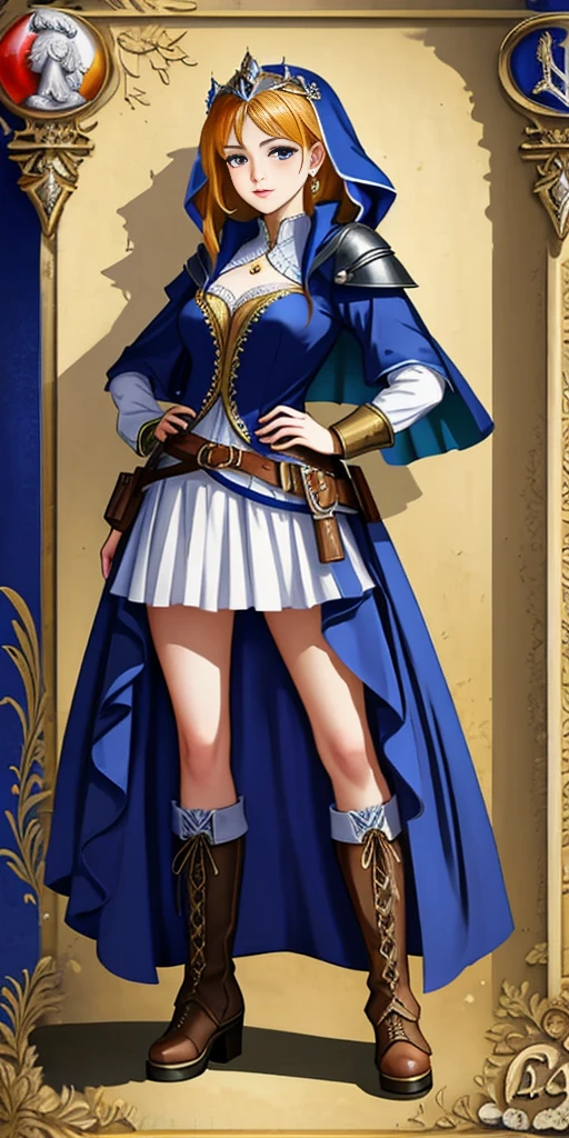 full body of a woman in a dress with a veil, feet together, standing feet together, military boots, beautiful fantasy maiden slave warrior, beautiful fantasy art portrait, fantasy Victorian art, medieval fantasy art, beautiful and elegant queen Roxxane, portrait of queen of light, fantasy portrait art, gothic fantasy art, a beautiful fantasy empress, ((white background)) hands on hips