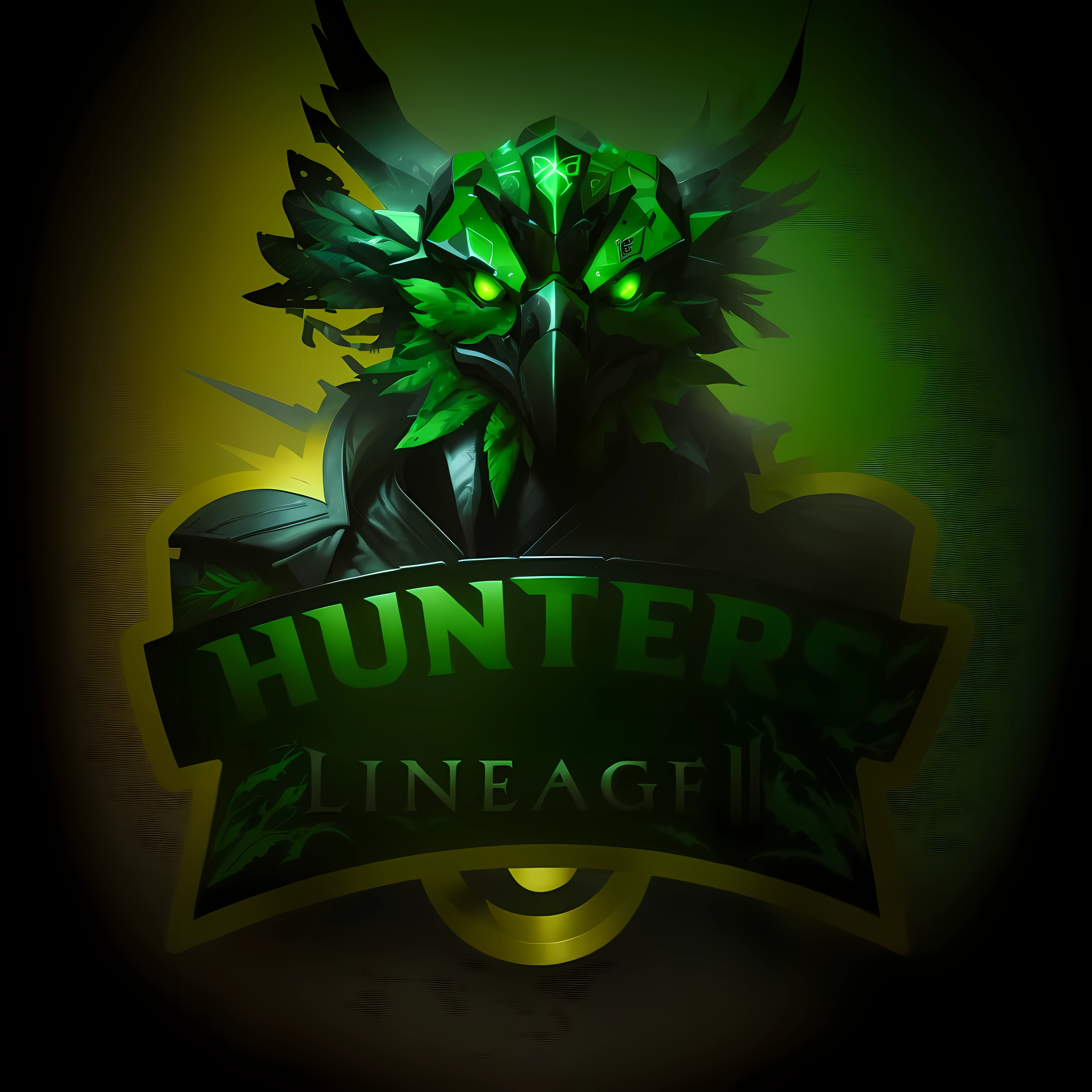 blurred image of a green bird with a black background, Hunters, Hunters gear, da linhagem 2, Hunter Hunter, game logo, por Daniel Ljunggren, logotipo do esporte, logo art, Hunter eyes, Hunter, as a badass monster Hunter, por Caroline Mytinger, by Inacio Zuloaga, fantasy Hunter, professional unique masterpiece