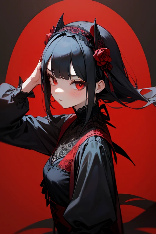 black and red lace dress、cute、Villainess、head band