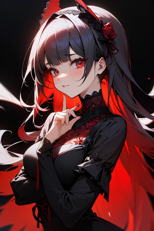 black and red lace dress、cute、Villainess、head band