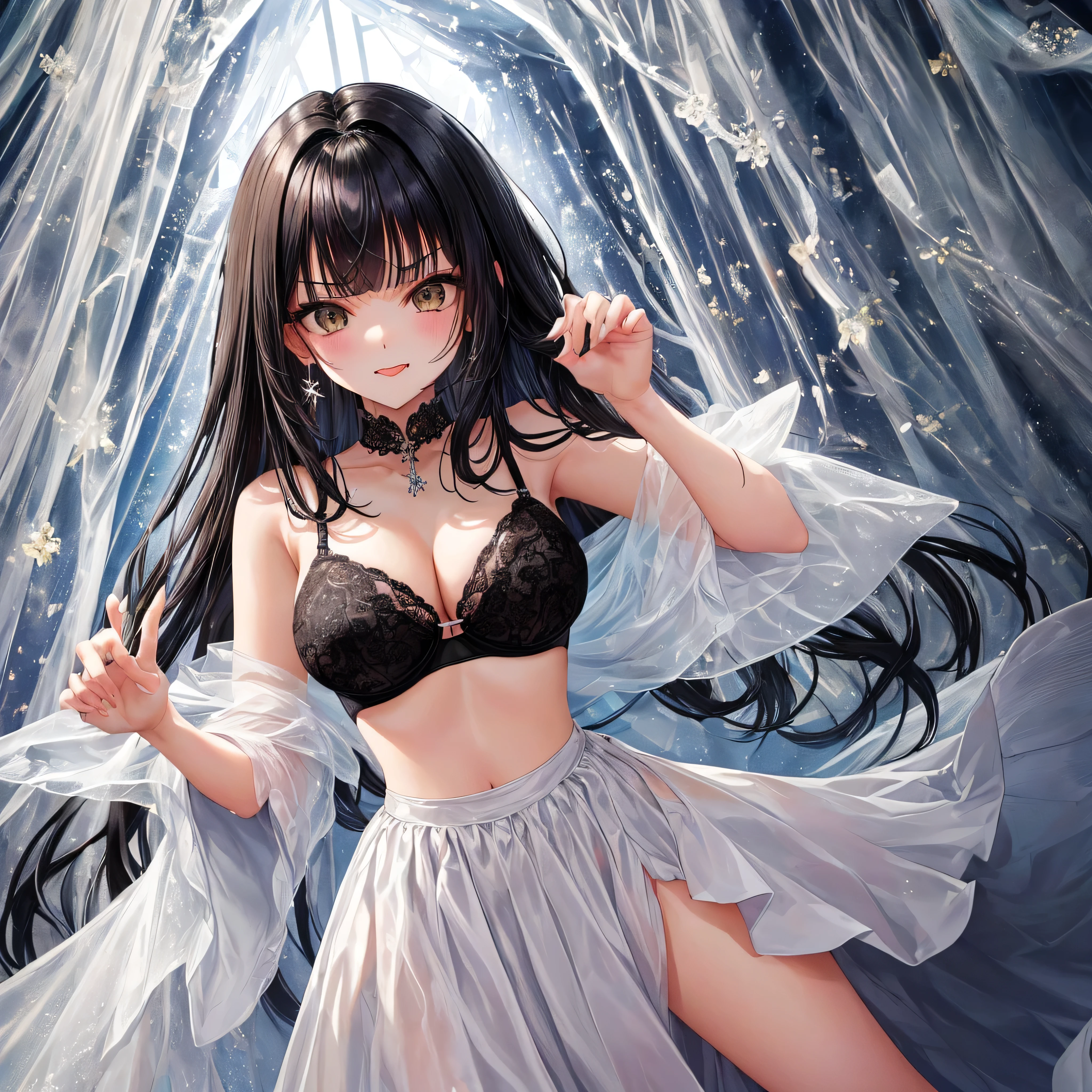 ((((absurdres, RAW photo, extremely delicate and beautiful, masterpiece, Best Quality, ultra high resolution, 32k, hyperrealistic, ultra-detailed)))), in her 20s, very Slim body, narrow waist, very small head, very small face, delicate facial features, beautiful face, beautiful eyes, ((very huge round tits)), medium hair, black hair, wavy hair, tearful mole, earring, full body shot, off-the-shoulder cut top,