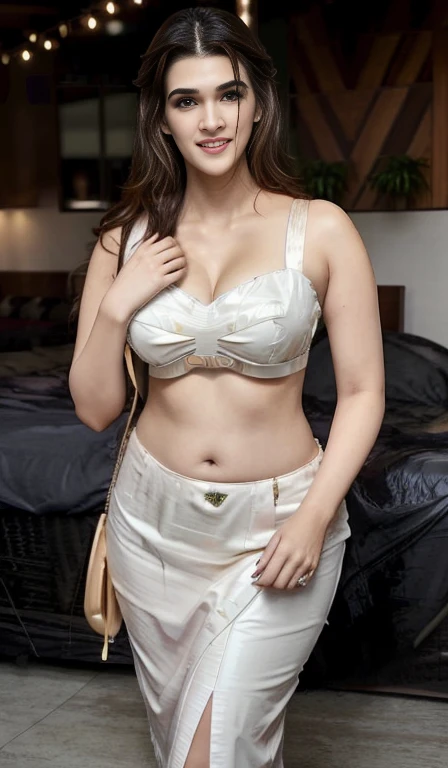 Kr1t1 sexy, kriti sanon, (chubby long face),hot,(tall fleshy milf), cleavage, long legs, slender frame, voluptuous curves, seductive smile, toned body, radiant complexion, captivating gaze, average size woman in bikini