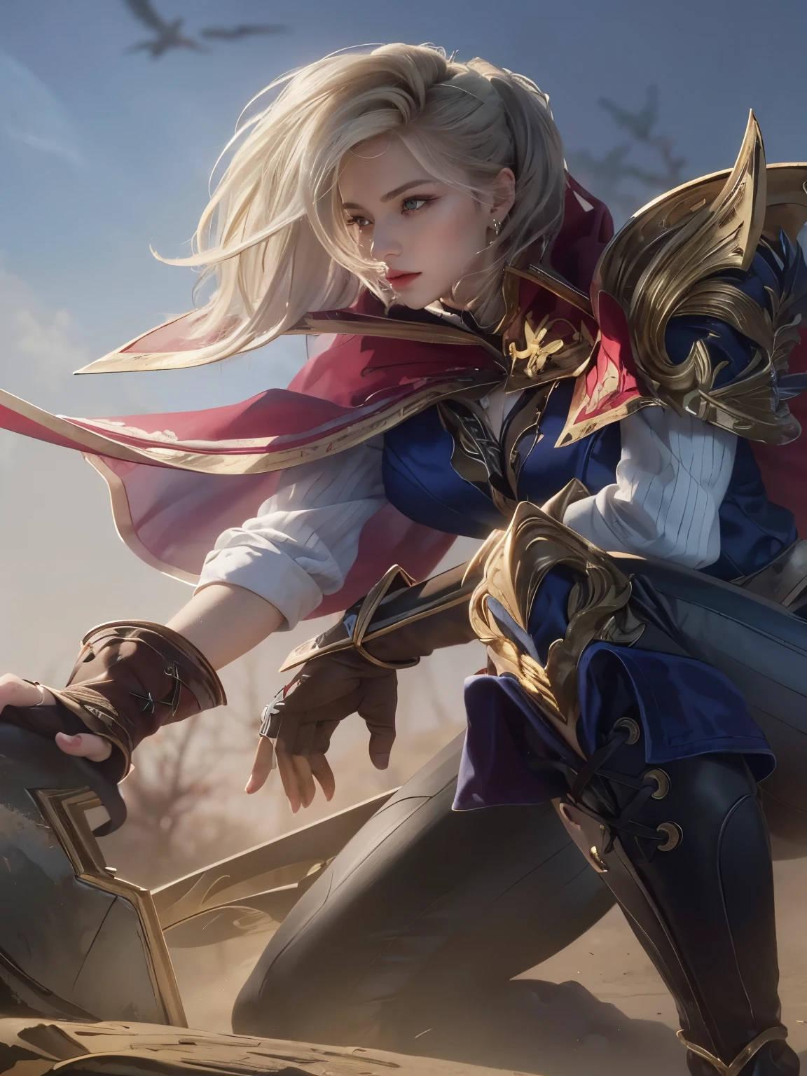 a 24 years old vampire girl, European girl, hot model, bright red eyes. sad vibe, sexy red lips, dark beauty, elegant hair, closed hands, Rose twig with thorns wrap around arms, white hair girl, Pale white skin; realistic skin, cleavage, extremely detailed hair, delicate sexy face, sexy gaze. Almond eyes, Red eyes, bright red eyes, evil eyes, detailed eyes. (((side-swept hair))), flowing down, over one eye, ear-tucked, messy hair. ((Red Elegant tight gown)), Leather corset-like belt, sleeveless. (Masterpiece, best quality, photorealistic, photography), ((realistic, super realistic, realism, realistic detail)).
