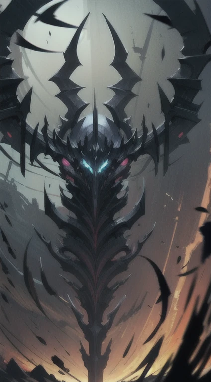 Archfiend Miravelle, obsidian horns and wings, playgame, Large display, chaos armor, dooms day, ruined world, SFW