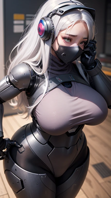 One Girl, chest, Covered face, curvy, huge chest, humanoid robot, Claw hands, Joint, No mouth, can&#39;I can not stand it, robot, robot Joint, Shiny, Shiny skin, Simple Background, alone, thick Thighs, Thighs, White Background, Huge Ass, robot, humanoid robot, robot girl, Blushing, Sexy pose, In a seated position, With legs open, Wisp,