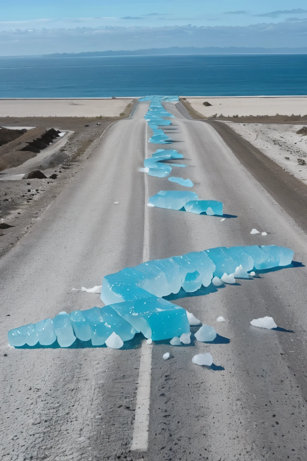 muetrame una carretera a la que se le este aladiendo sal y se este descongelando
muestrame el costal de sal
