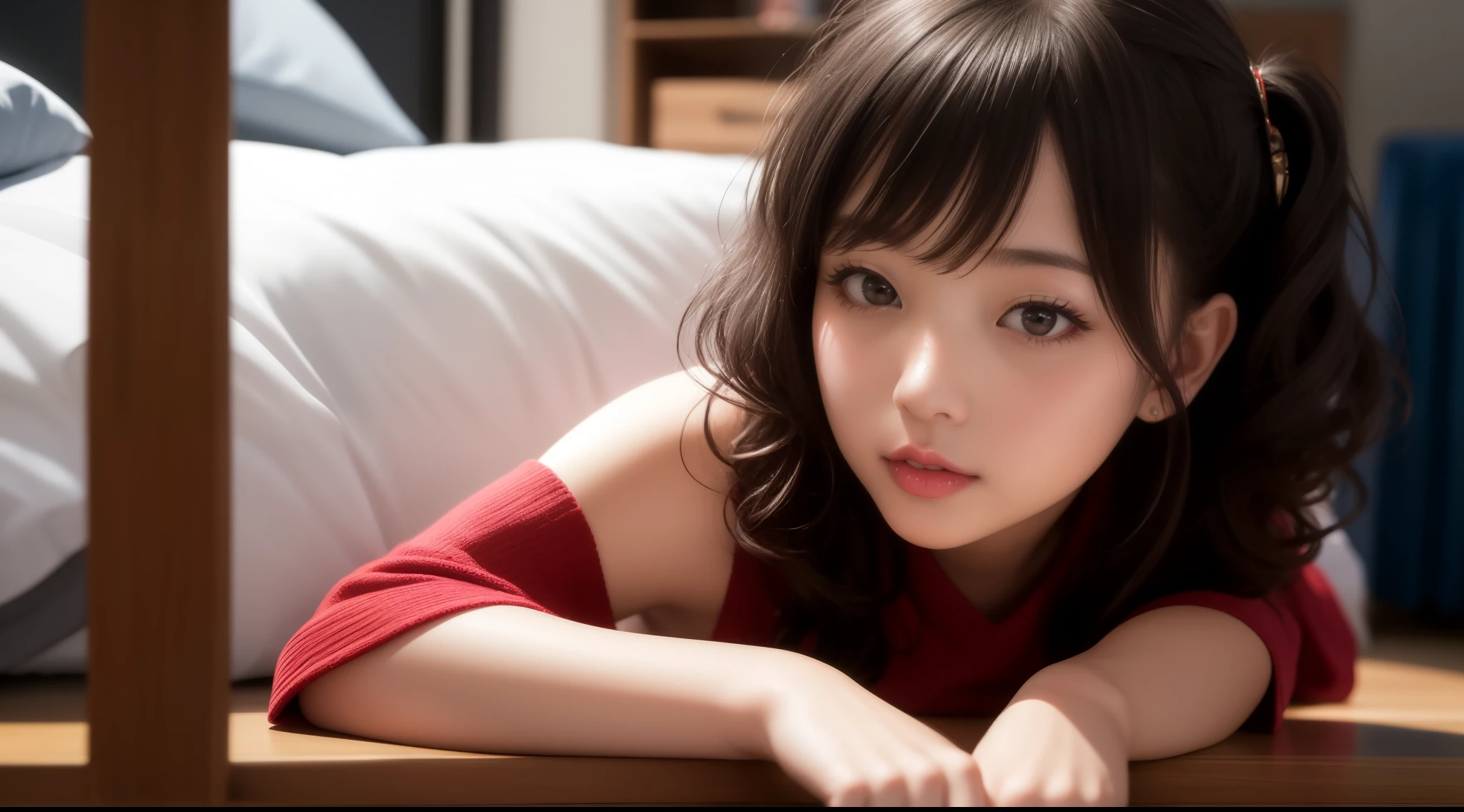 Watching the audience、The look of temptation、Side Up、Curly Hair、Bedroom