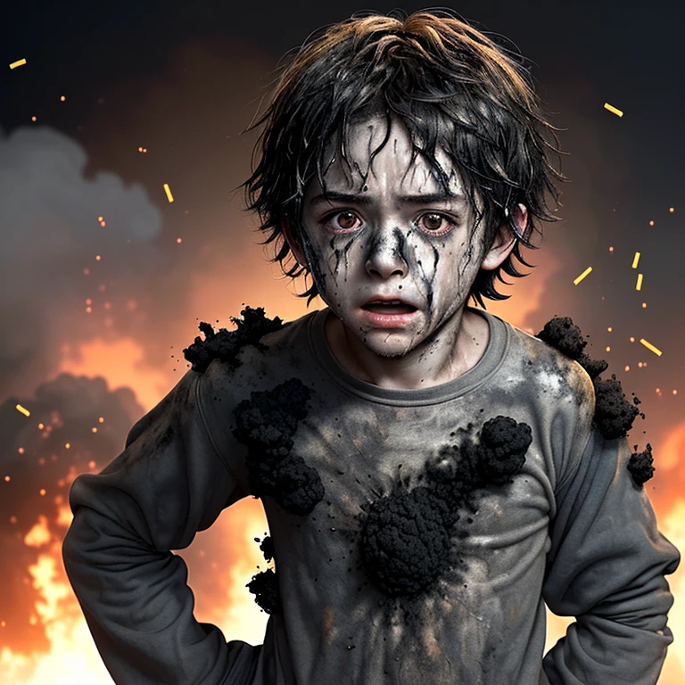 A comedy movie about a boy whose clothes burn at school, leaving him covered in soot and in tatters with scorched hair standing on end.