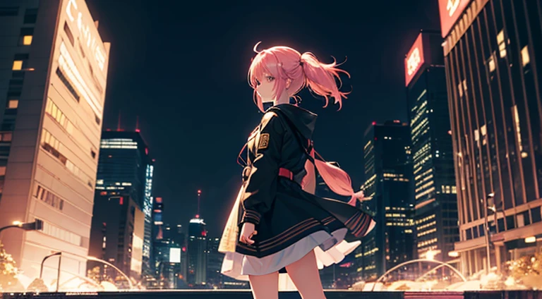 In the midst of the darkness of the night city, a girl stood tall. Her pink hair swayed as if it was burning with excitement. He is a bright spot in the darkness, holder of a golden ball of light - a symbol of hope for a city drowning in shadows. With a gaze full of trust, he looked forward, as if seeing a brighter future. He is 'Kibou no Hikari', the unwavering Light of Hope