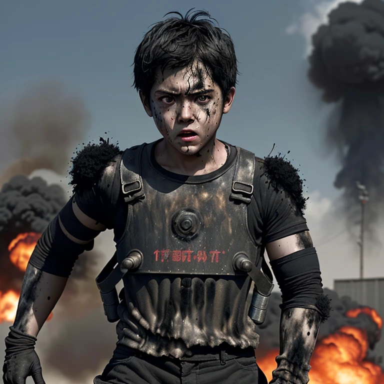 Caught in a bomb explosion、An action comedy about boy actors covered in soot and in tatters..