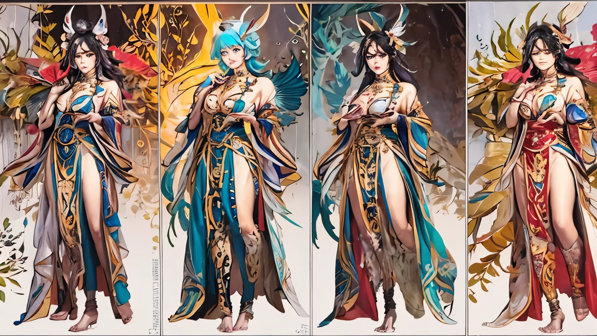 In the beautiful illustration of this super-grand scene,The ultra-distant lens shows us(More than eight distinctive characters:9.9),They have distinct personalities and are lively and interesting。from(A radiant angelic character from heaven:6.6),arrive(A nightmare character surrounded by flames:6.6)、再arrive(A wind fairy character dancing in the air:6.6)、再arrive有(A one-man character surrounded by lightning:6.6),arrive(A mechanical character with a metallic luster:6.6)、再arrive(A powerful character with colorful dragon scale leather:6.6)、再arrive(A slender character with elegance and agility:6.6)Gracefully wears a flower crown、arrive(A seductive and charming tiefling character:6.6)、再arrive(A succubus character with an indescribable sexiness:6.6)。Each character fully demonstrates his or her unique style。The illustration uses advanced artistic techniques and tools,(Use nesting、Weaving、Splicing、perspective、arrangement、grouping、Storyboards and other methods,通过几何arrangement将场景分为不同部分:9.9),Each part corresponds to a role,from而更有效地利用了空间。Through Midjourney's advanced brush tools、Color palette、Material packs和模型包、Texture tools,Exquisite props are designed for each character to increase racial characteristics、Clothing and physical features,(Enhances the character's personality and visual appeal:2.5),The scenery in the illustrations is stunning,There are changing skies、rainbow、aurora、Stars and Moon。Incorporating iconic landmarks such as Mount Everest,and fireworks、Tranquil Lake、Natural and urban elements of waves and neon lights,Creates a magical atmosphere,Characters showcase their unique abilities and equipment in a variety of environments,This is true even in extreme alien landscapes。(Use Midjourney's tools、Material packs、Texture tools、The color palette makes depicting details vivid and realistic:9.9),from复杂的发型和以及不同的种族特质、Body、Appearance features、服装arrive真实的纹理,This greatly enhances the realism of the characters and surroundings,The fusion of multiple art styles adds dynamism to the character's movement at all angles,The overall visual experience is further enriched。The final illustration was described as a "masterpiece",It has the characteristics of "best quality" and "realistic",The details put into the creative process are shown、Level of creativity and craftsmanship。 hdr,(Reality,Masterpiece quality,Best quality)
